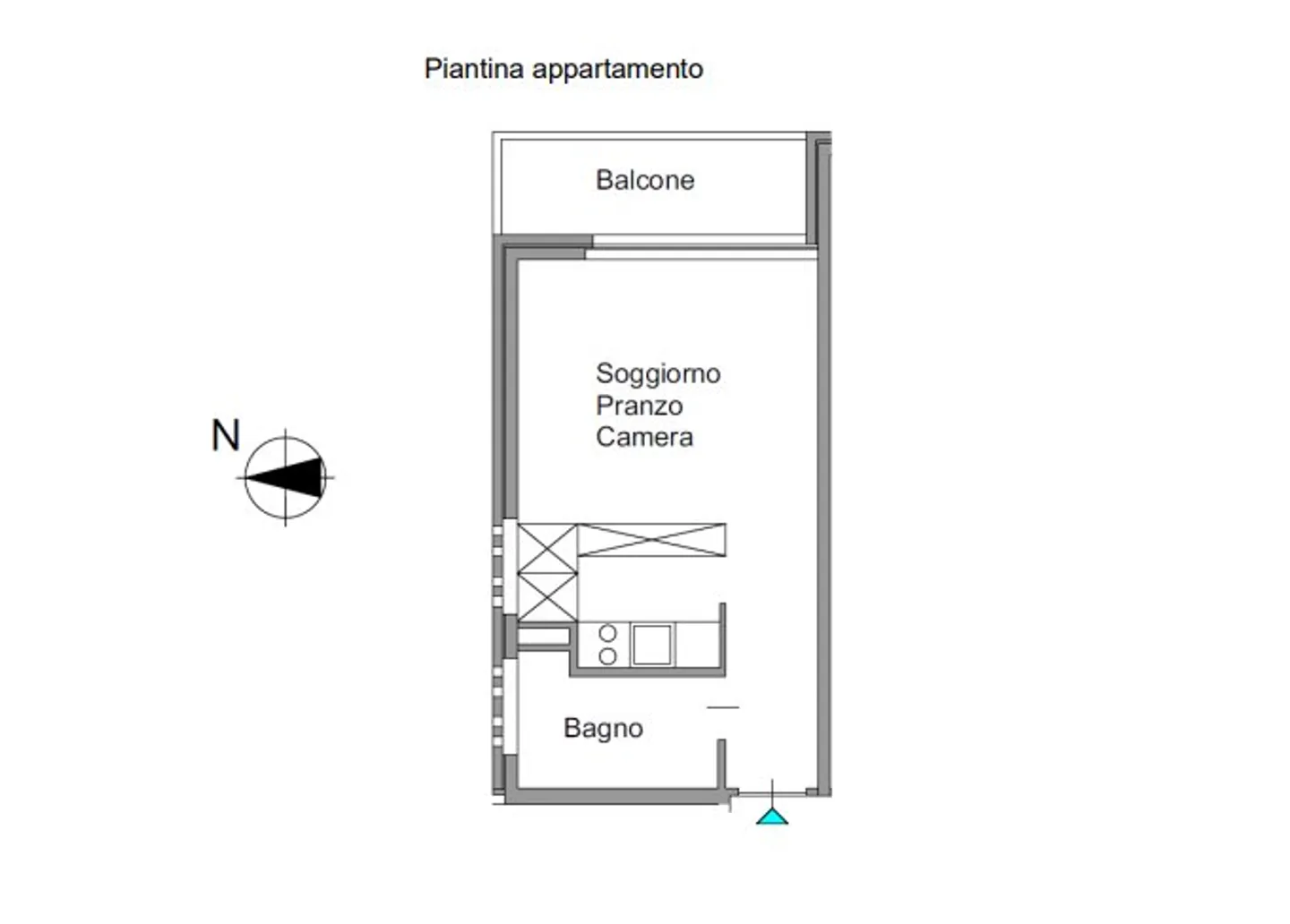 Monolocale luminoso con balcone - Foto 5 di 5