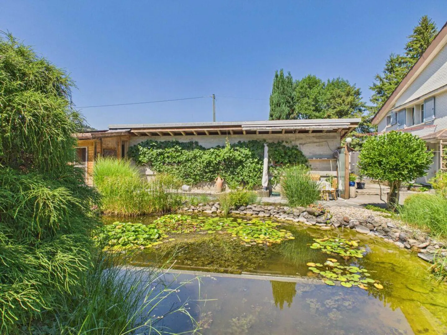 Maison résidentielle avec grand biotope, garage et deux bâtiments polyvalents - Photo 3 sur 15