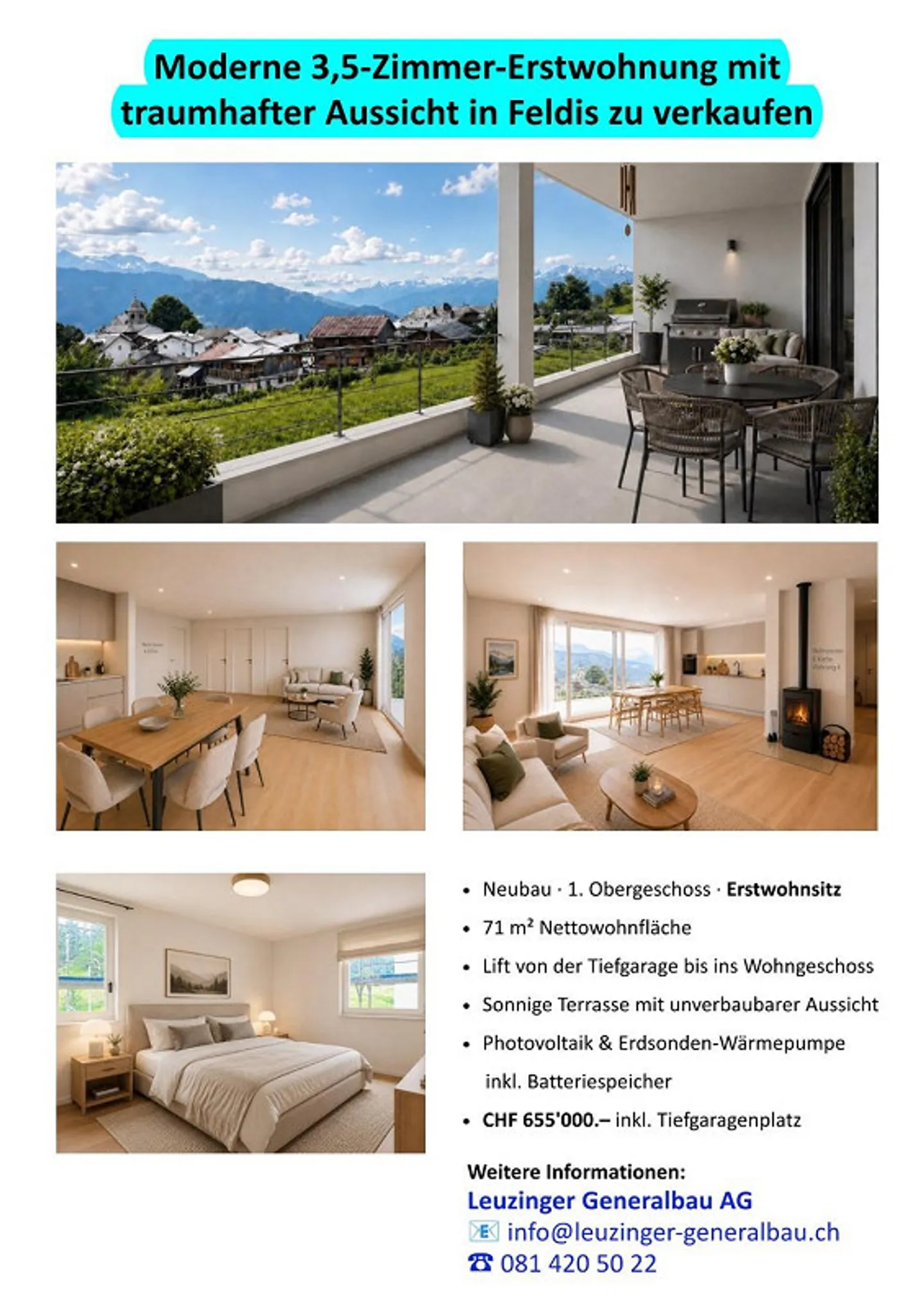 3.5-Room Apartment in Feldis – Sunny Location & Modern Living - Photo 1 of 7