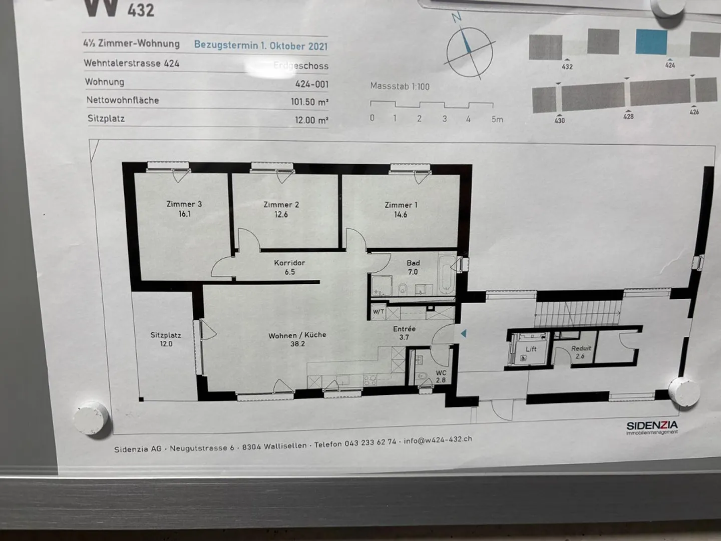 Modern, small, bright, unfurnished room in a 4.5-room apartment - Photo 7 of 7