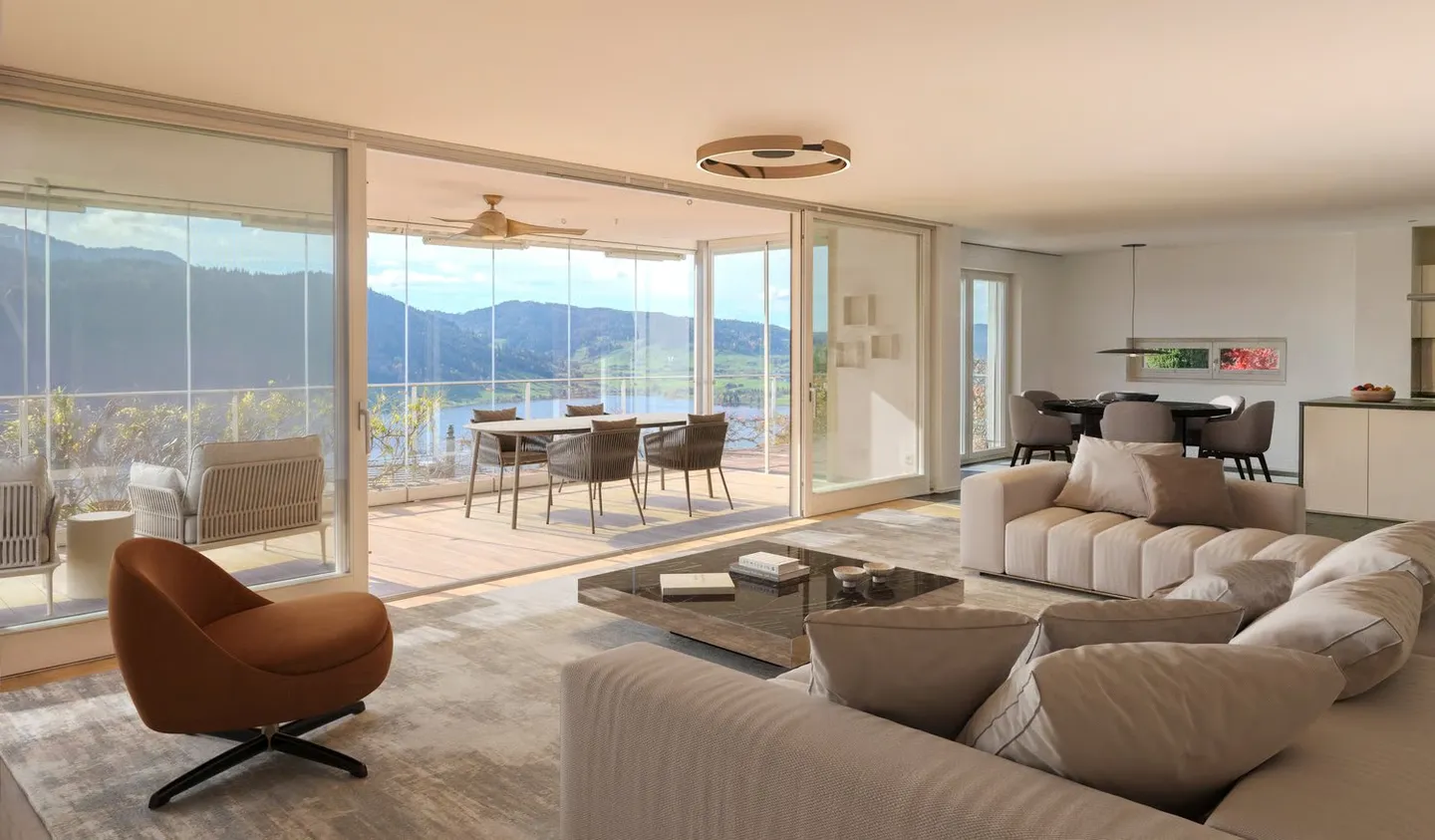 Appartement 5.5 pièces avec vue imprenable sur le lac et les montagnes - Photo 3 sur 17