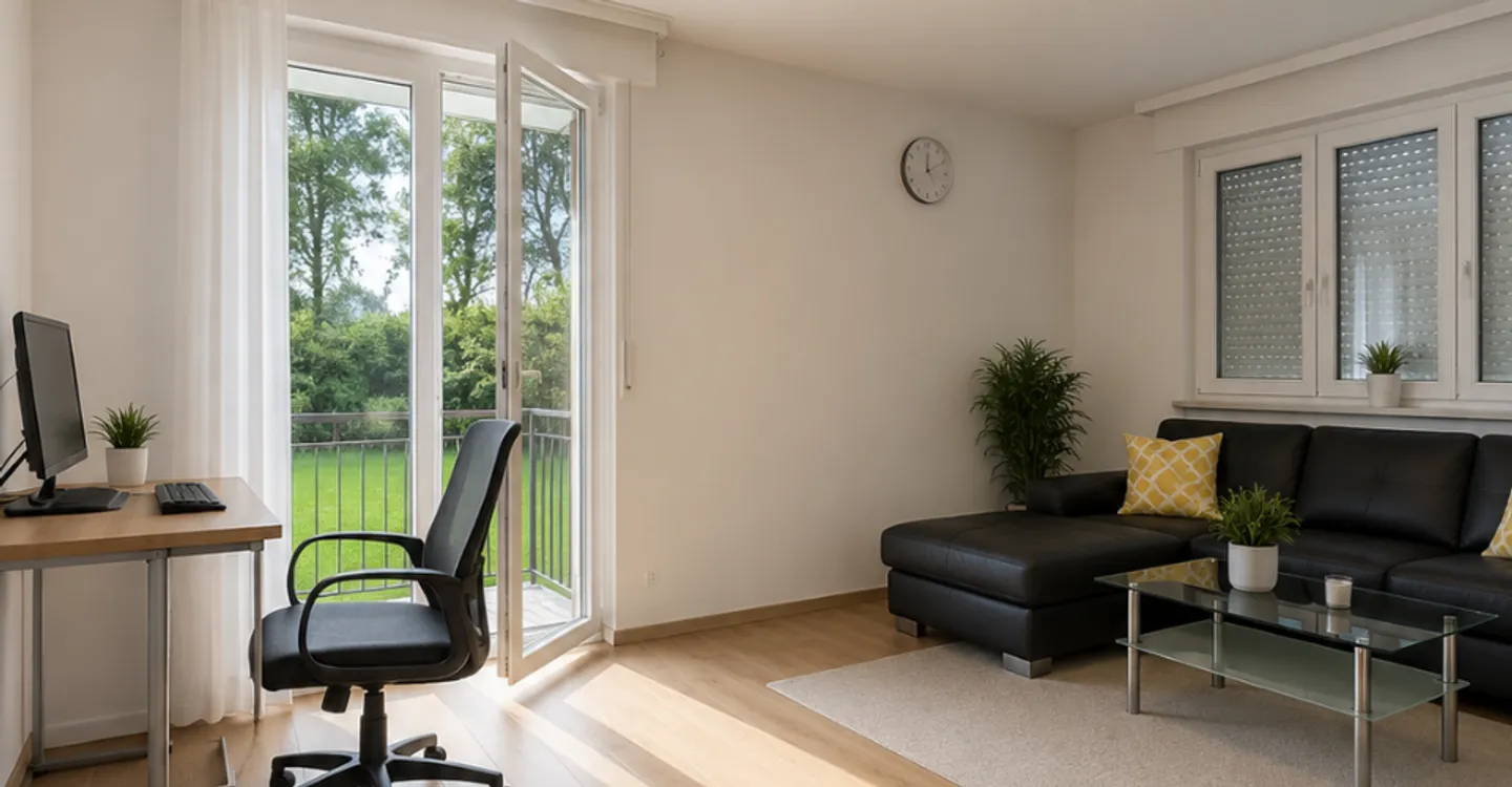 Charming 3.5-room apartment with balcony and unobstructed view in Villaraboud - Photo 3 of 8