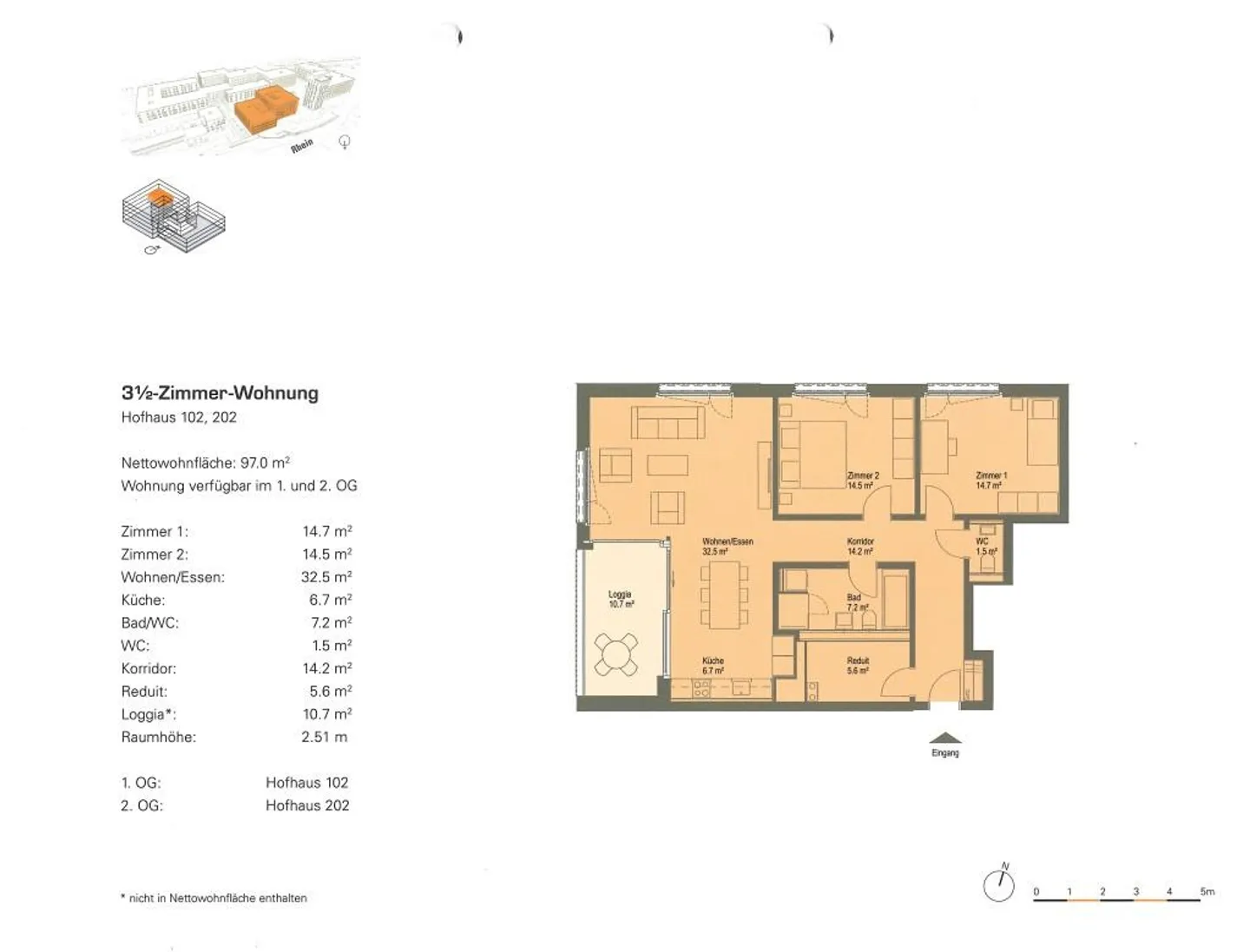 3.5-Zimmerwohnung mit Loggia und Ausblick auf den Rhein - Foto 8 von 8