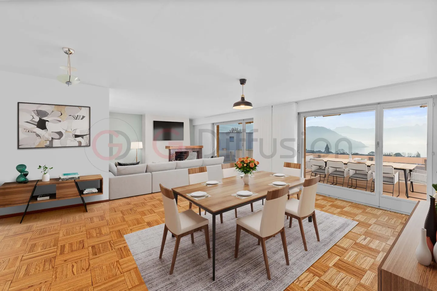 Spacious apartment with a panoramic view of Lake Geneva and the Lavaux region. - Photo 4 of 15