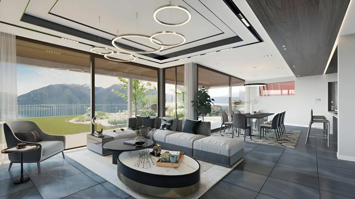 Moderno e prestigioso appartamento di 4.5 locali con terrazza, giardino privato attrezzato e spettacolare vista lago - Foto 1 di 9