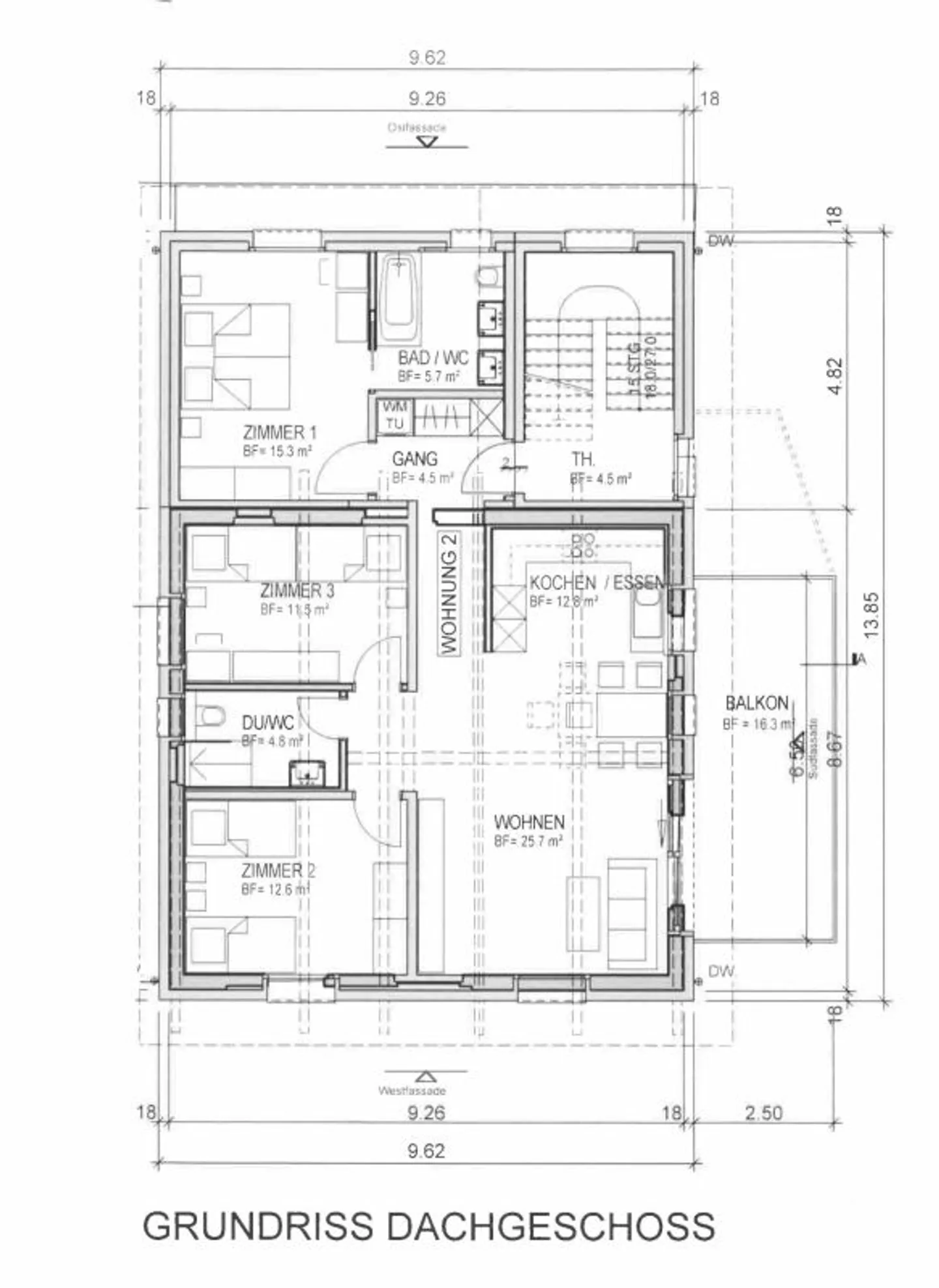 Appartamento mansardato ristrutturato di 4½ locali con balcone sud - Foto 4 di 5