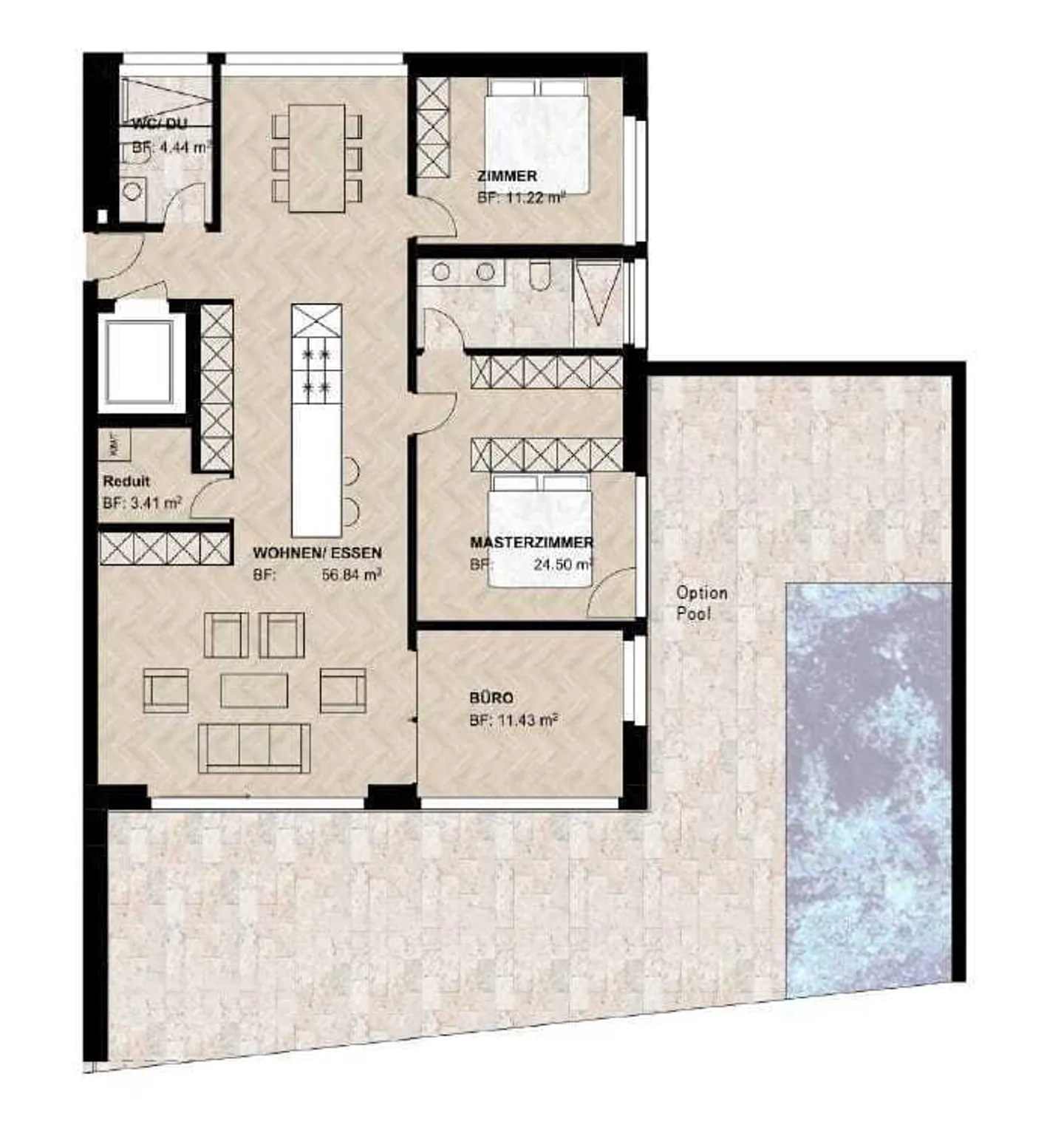 Appartement de jardin 4.5 pièces avec grande terrasse à Reinach AG - Photo 6 sur 6