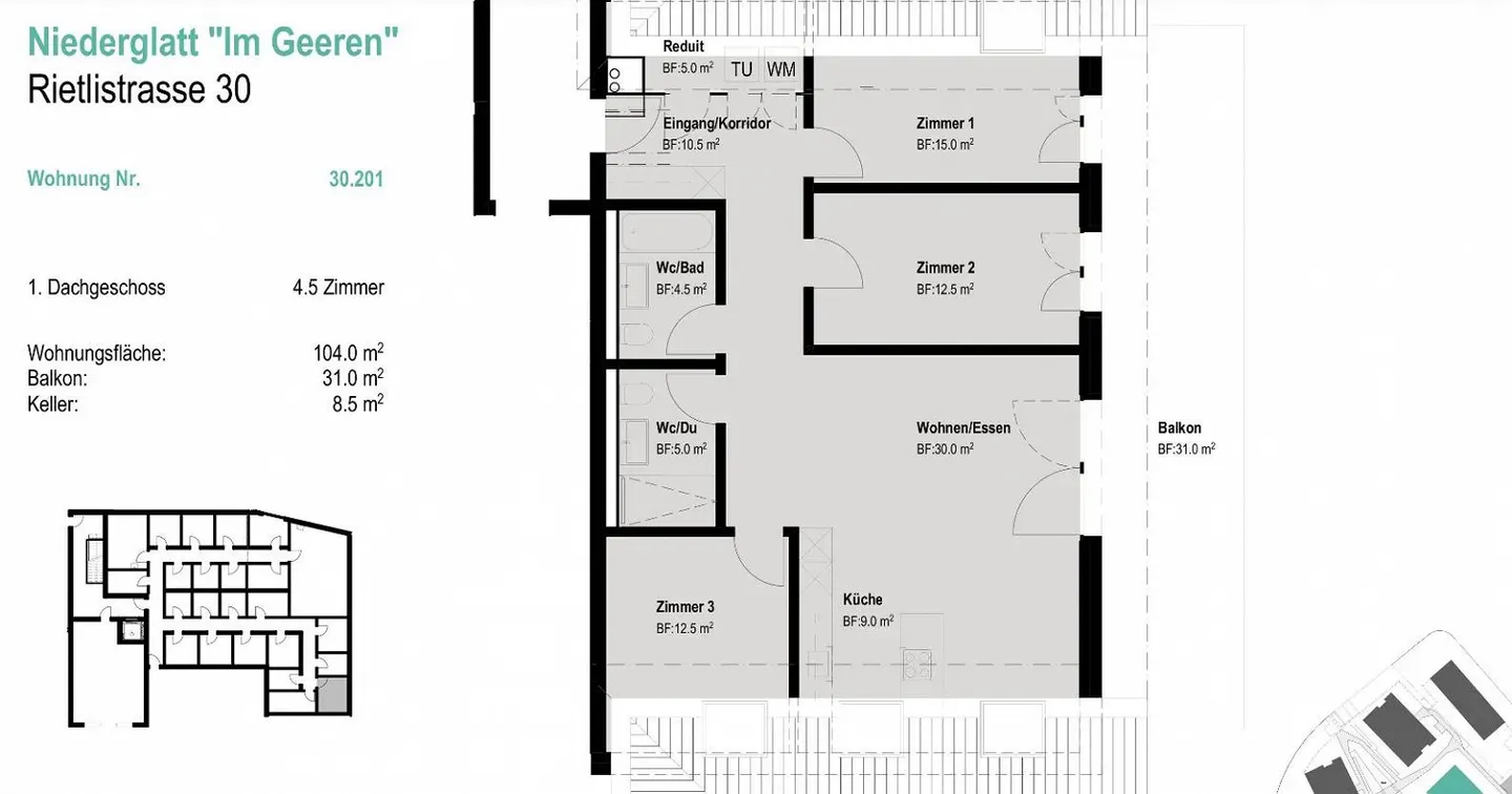 Appartamento moderno di 4,5 locali con grande balcone a Niederglatt (ZH) - Foto 11 di 11