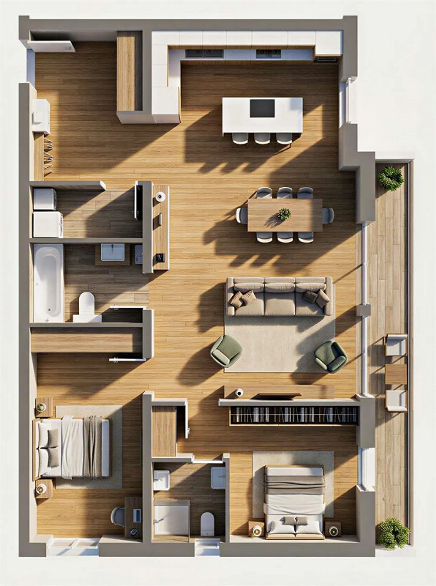 Elegant modern 3.5-room apartment with large terrace and double parking spaces - Photo 1 of 13