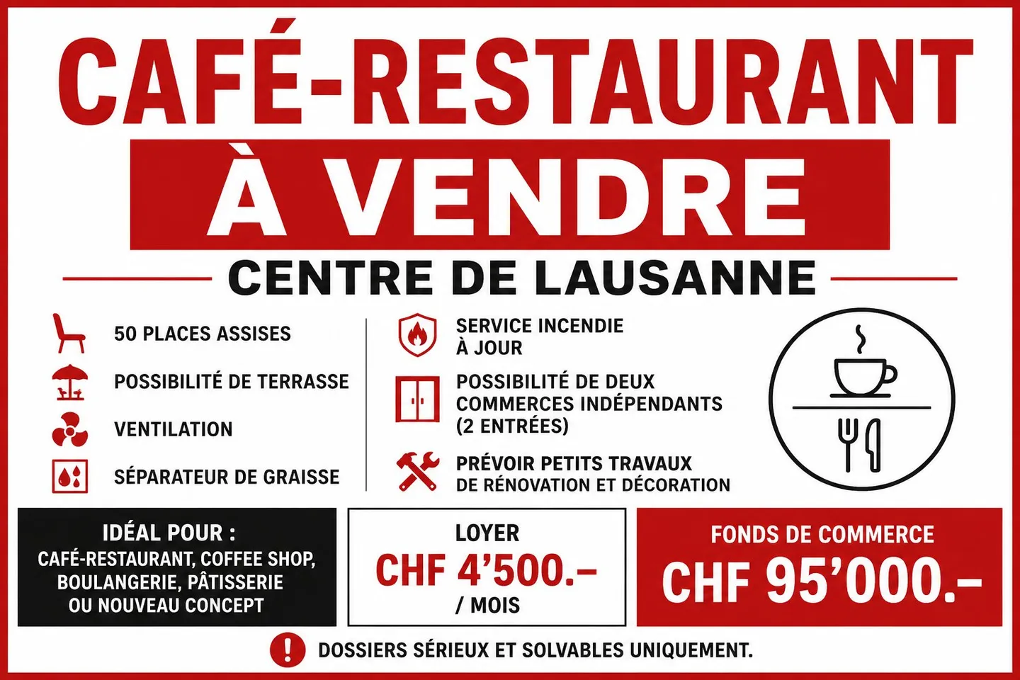 Café-Restaurant in Lausanne - Photo 1 of 1