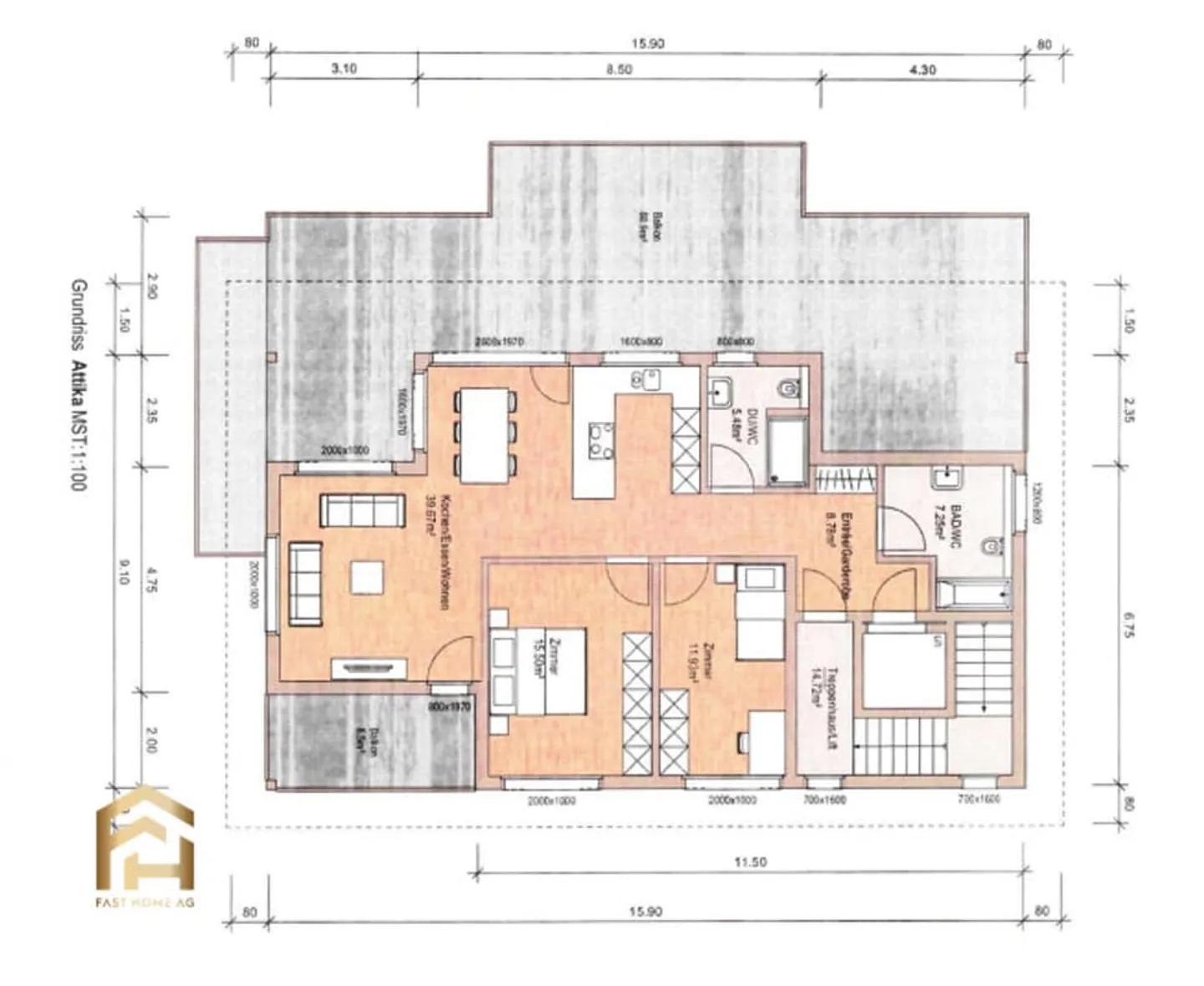 Projet de nouvelle construction : Appartement en attique de 3,5 pièces à vendre - Photo 9 sur 9