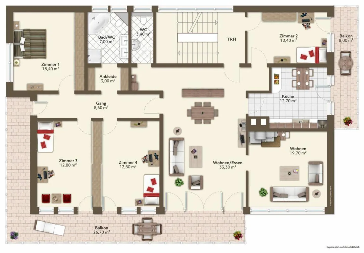 Appartement lumineux de 6½ pièces avec balcon et vue dégagée sur la verdure - Photo 22 sur 22
