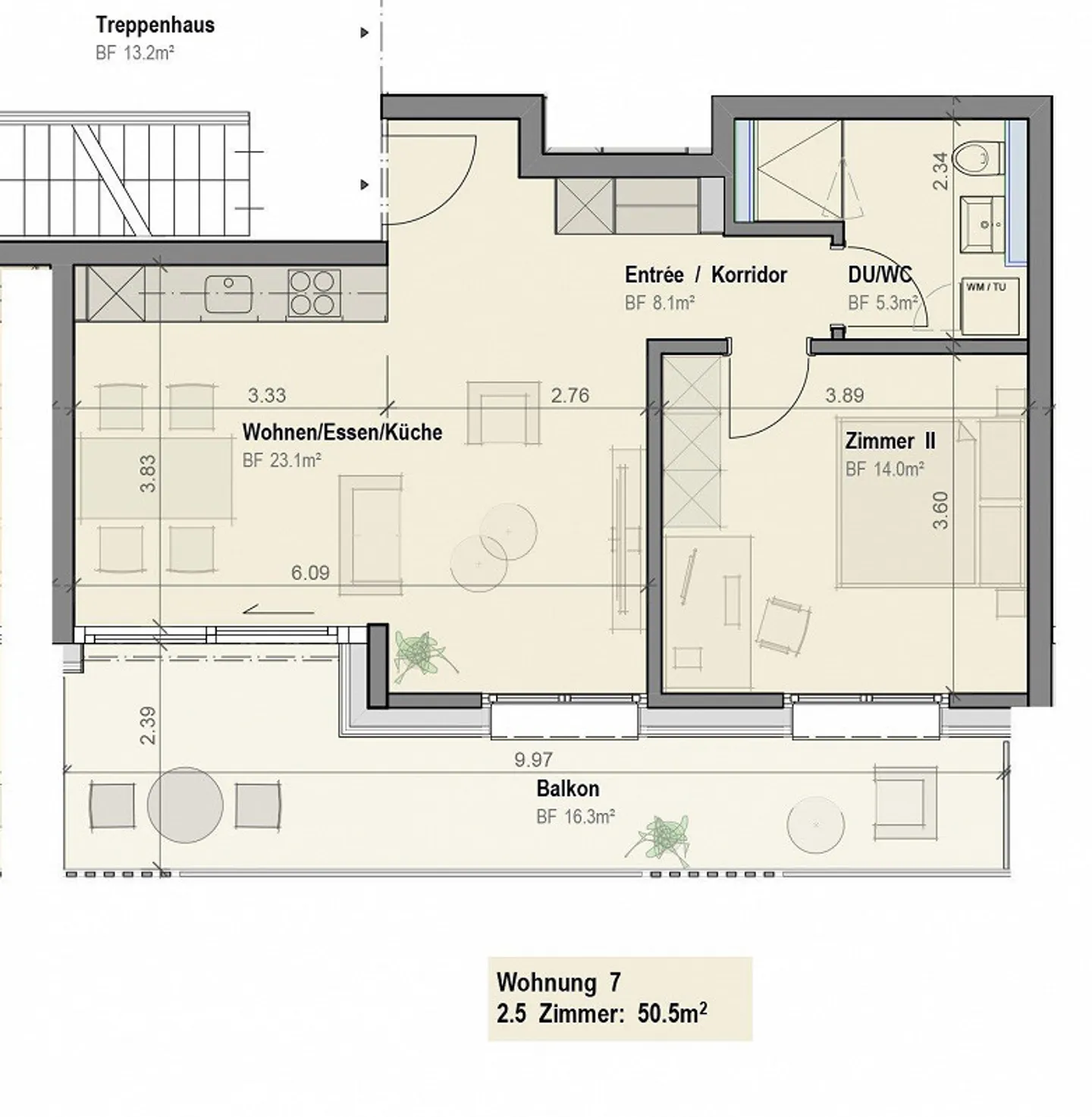 Moderne appartement neuf de 2,5 pièces à Kerzers - Photo 6 sur 6