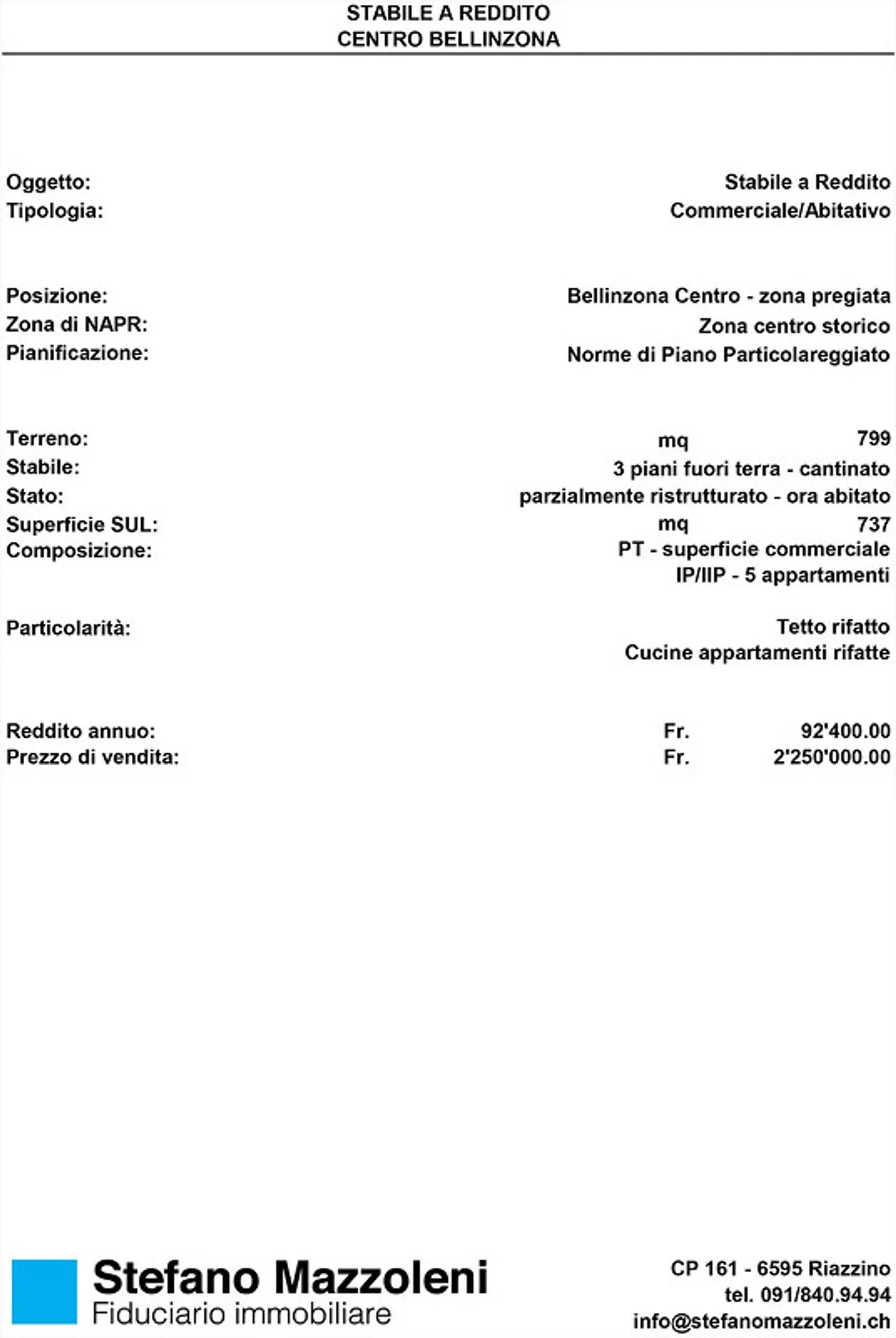Bellinzona Center – Commercial and Residential Building - Photo 1 of 1