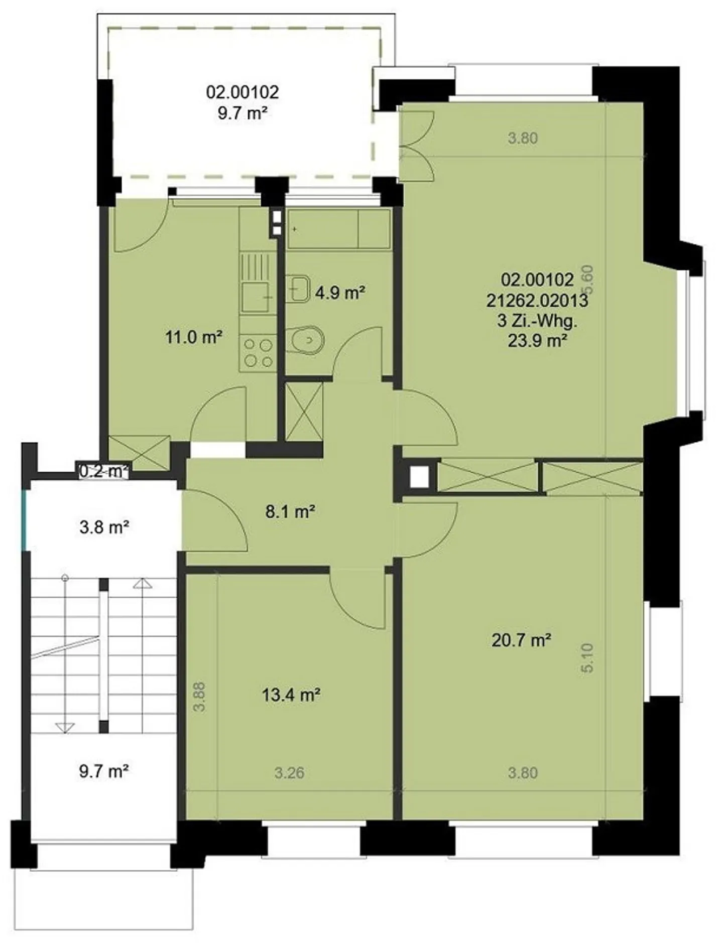 Appartamento di 3 stanze di 81 m2 al 3° piano - Foto 11 di 11