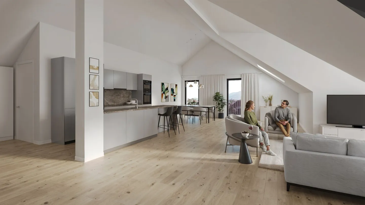 Appartement en attique avec sensation de loft et vue panoramique sur le lac de Constance - Photo 1 sur 12