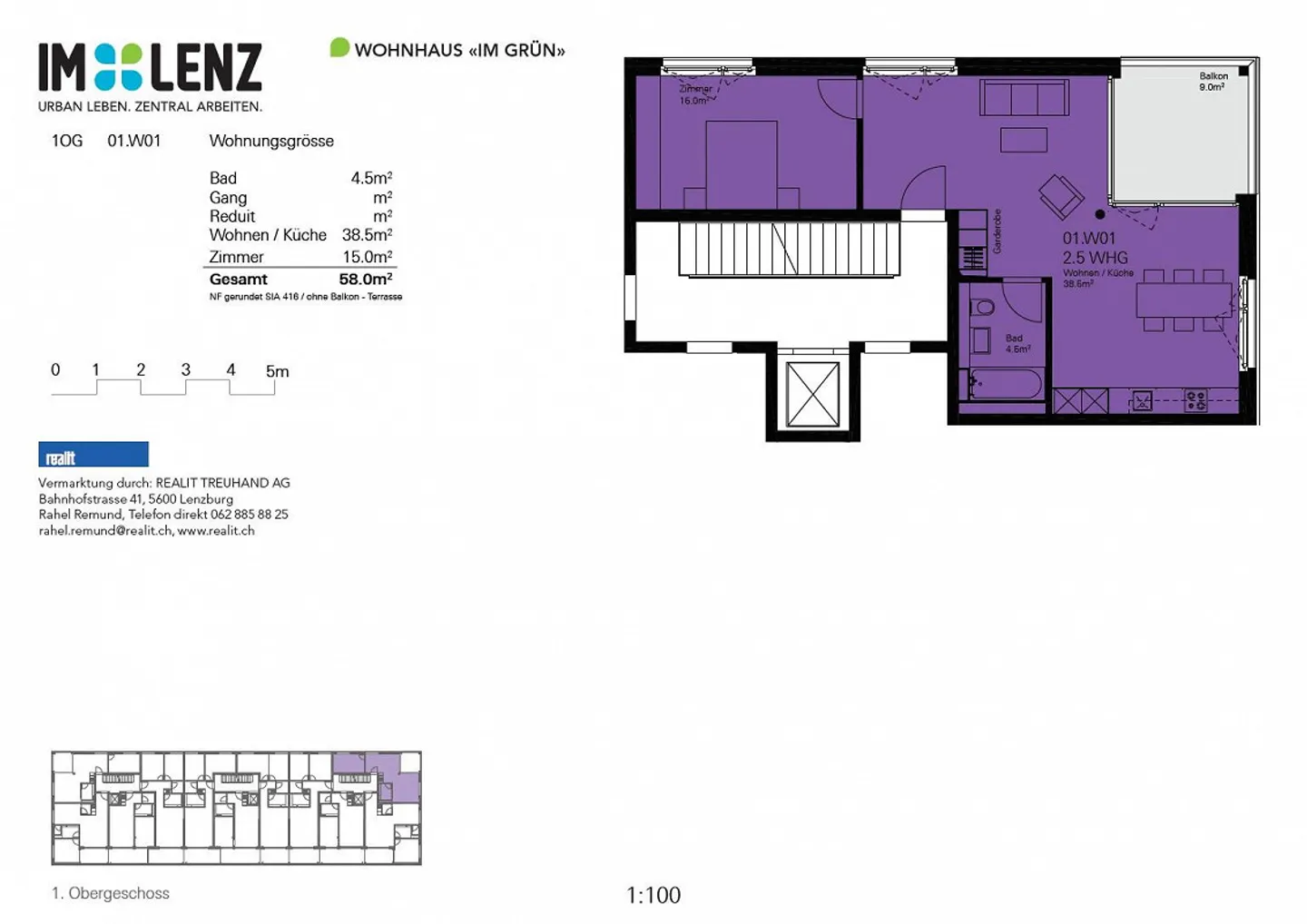 Appartamento attraente di 2,5 locali in posizione centrale a Lenzburg - Foto 5 di 5