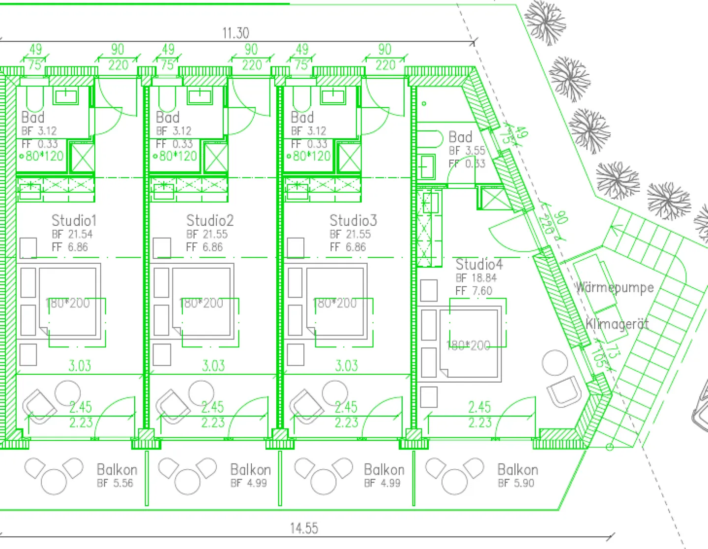Nuovo studio di alta qualità completamente arredato con aria condizionata, posto auto, balcone - Foto 10 di 10