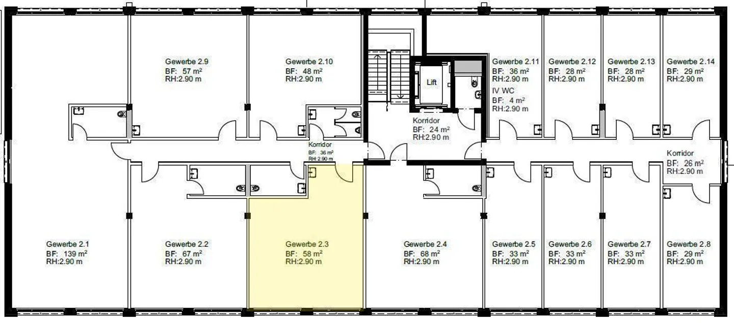 Ufficio/Studio/Spazio Commerciale con Lavabo - 58m2 al 2° Piano in Nuovo Edificio - Foto 5 di 5