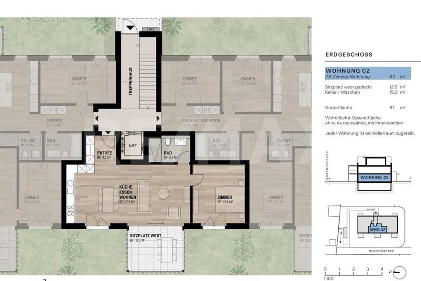 Vivre sur Mooswiesenweg - appartement pratique de 2,5 pièces avec jardin privé et espace de détente couvert - Photo 2 sur 5