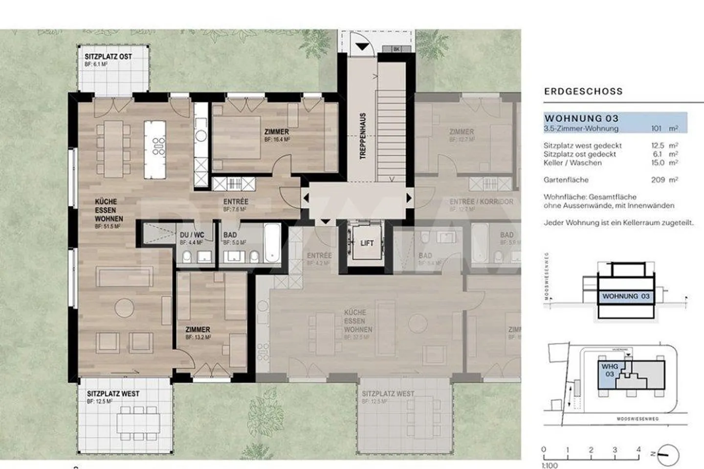 Leben am Mooswiesenweg  helle 3.5-Zi.-Wohnung mit Garten und zwei gedeckten Sitzplätzen - Foto 2 von 5