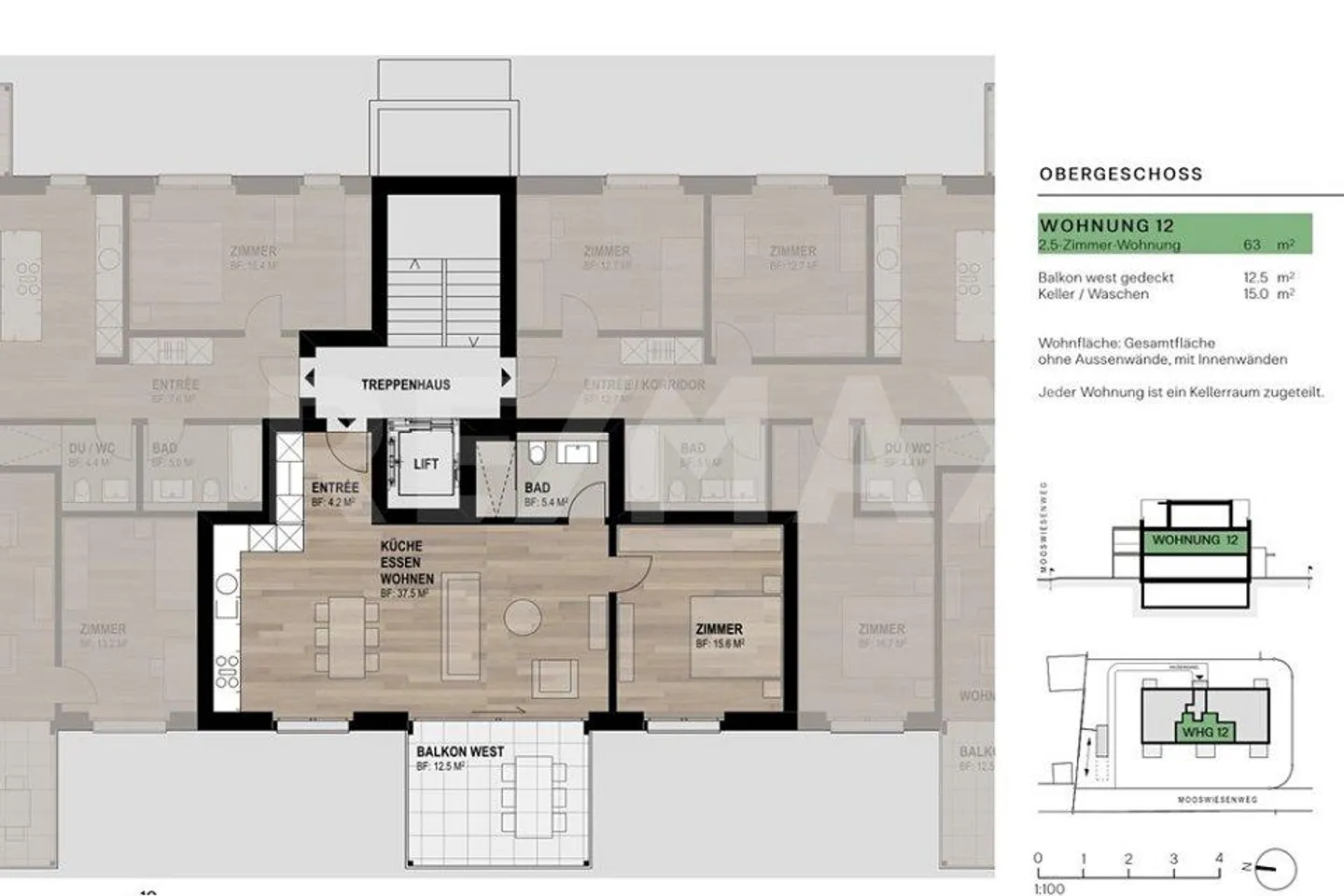 Living on Mooswiesenweg - practical 2.5-room apartment on the upper floor with covered balcony - Photo 2 of 5