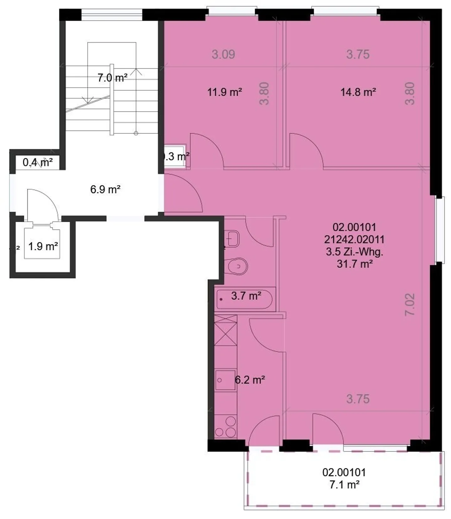 Moderne 3.5-ZW à 68 m² im 1. OG - Foto 11 von 11