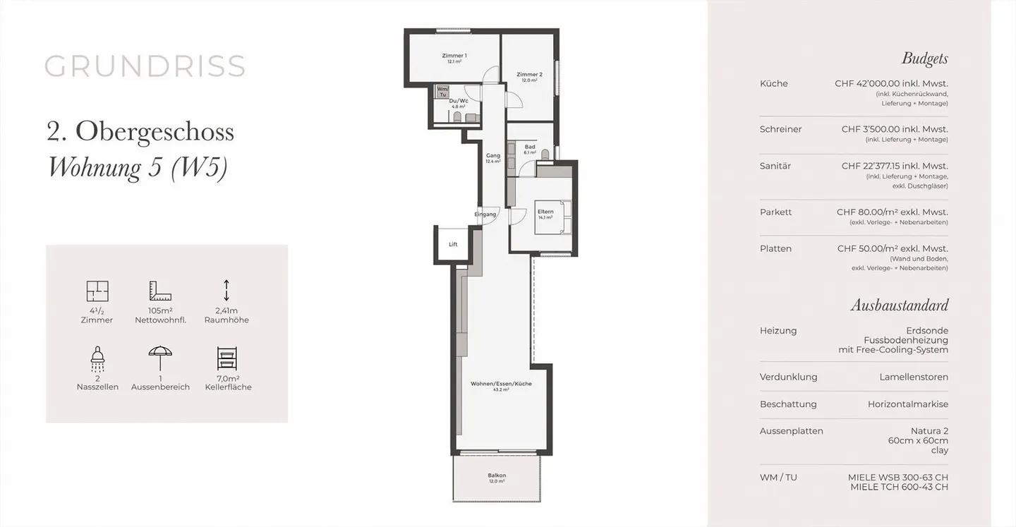 Vivere moderno: 4,5 stanze con balcone sud e design chiaro - Foto 8 di 8