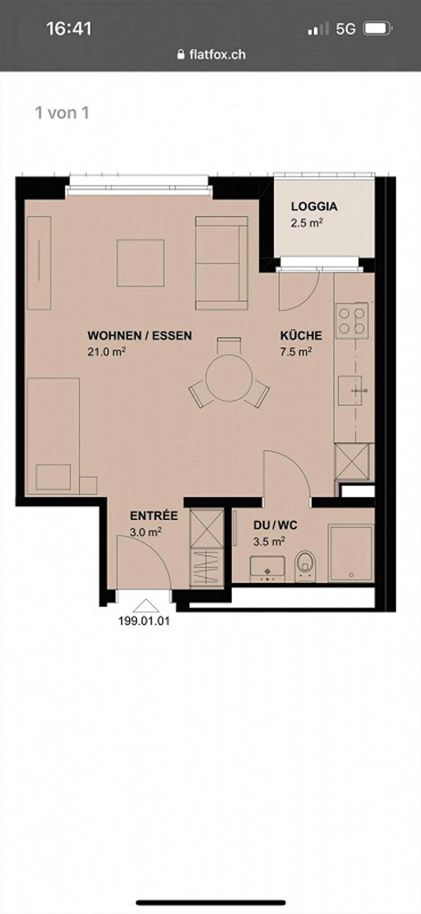 Modern 1-room apartment with balcony in Basel - Photo 6 of 6