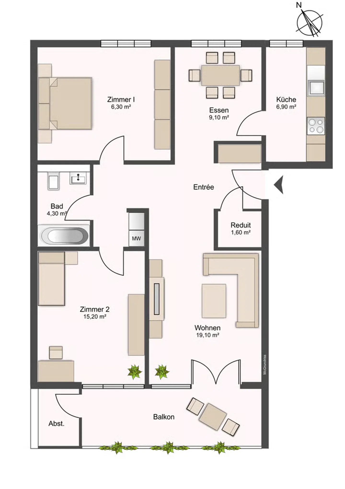 Votre nouveau chez-vous : appartement de 3,5 pièces avec beaucoup de lumière et terrasse ! - Photo 8 sur 8