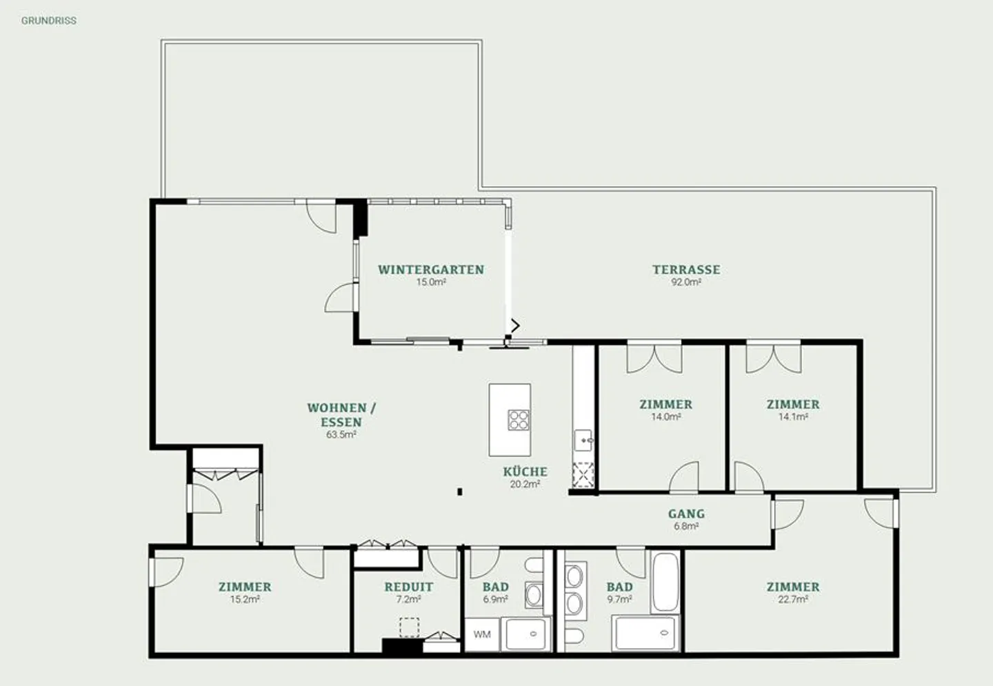 Exclusive 5.5-room terrace apartment with winter garden & alpine panorama - Photo 11 of 11