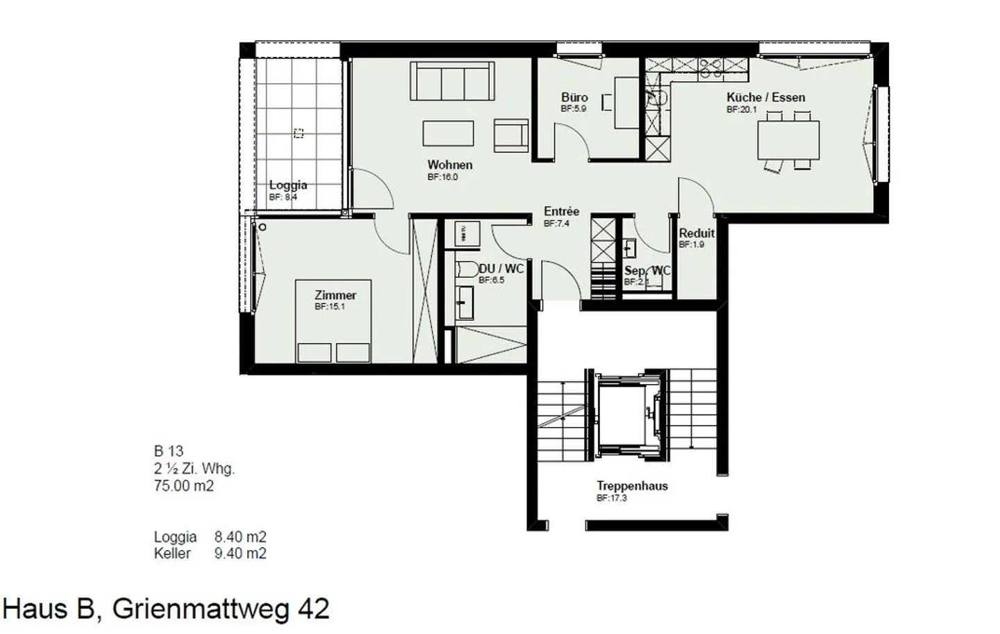 Grosszügige 2.5-Zimmer-Wohnung mit Loggia - Foto 8 di 8