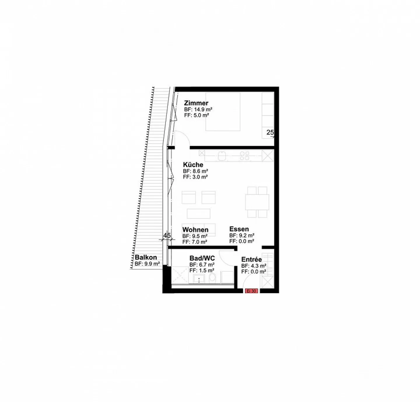 Appartamento 2 1/2 camere con balcone - Foto 8 di 8