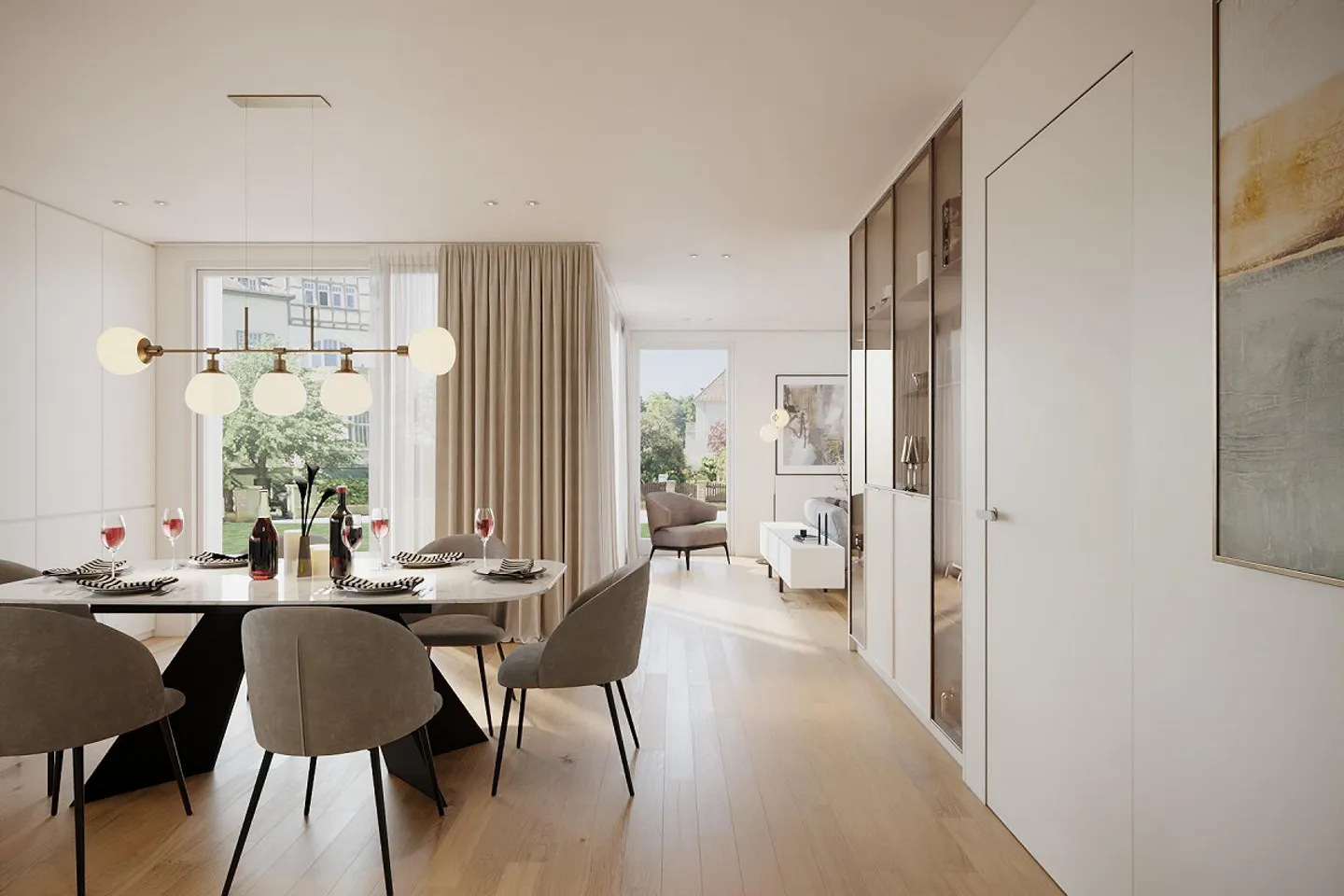 Nouveau bâtiment première occupation : Appartement spacieux de 3,5 pièces au 1er étage avec balcon - Photo 2 sur 3