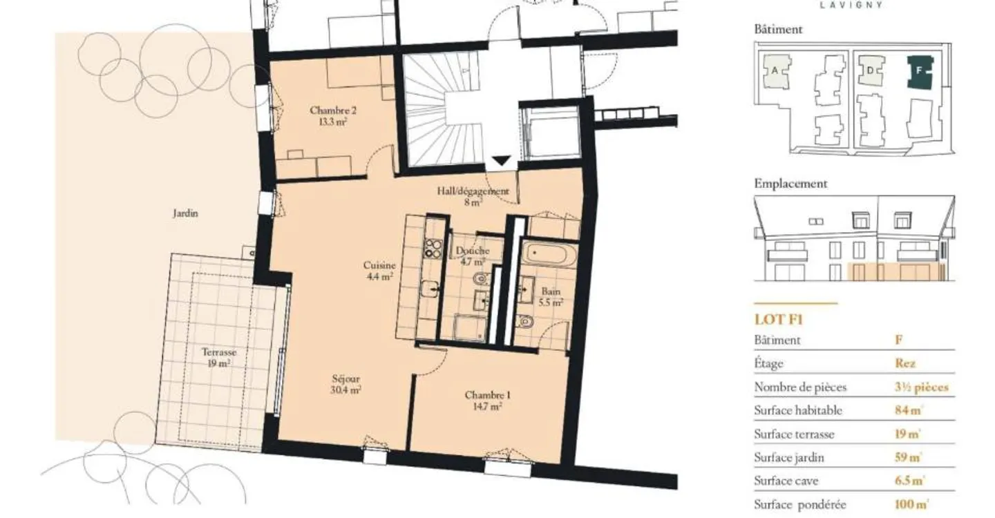 3.5-room apartment with terrace and garden - Photo 9 of 10