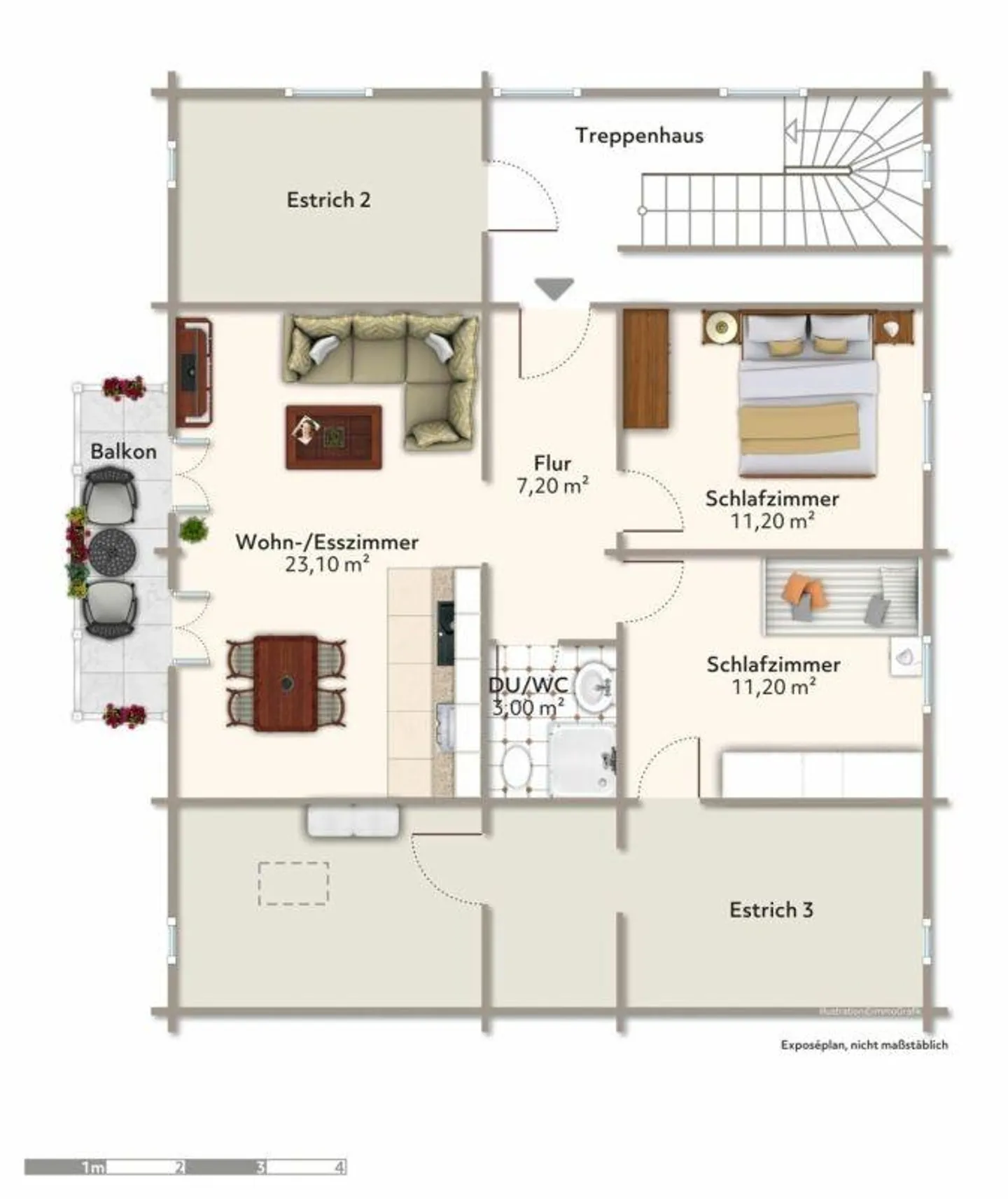 Appartamento attico soleggiato di 3,5 locali con balcone, area giardino nel villaggio... - Foto 2 di 7