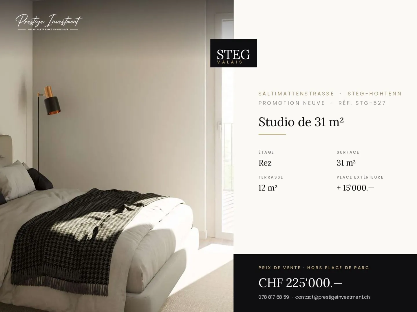 STEGref527 - Studio de plain-pied, terrasse, CHF 225'000.-- - Photo 1 of 5