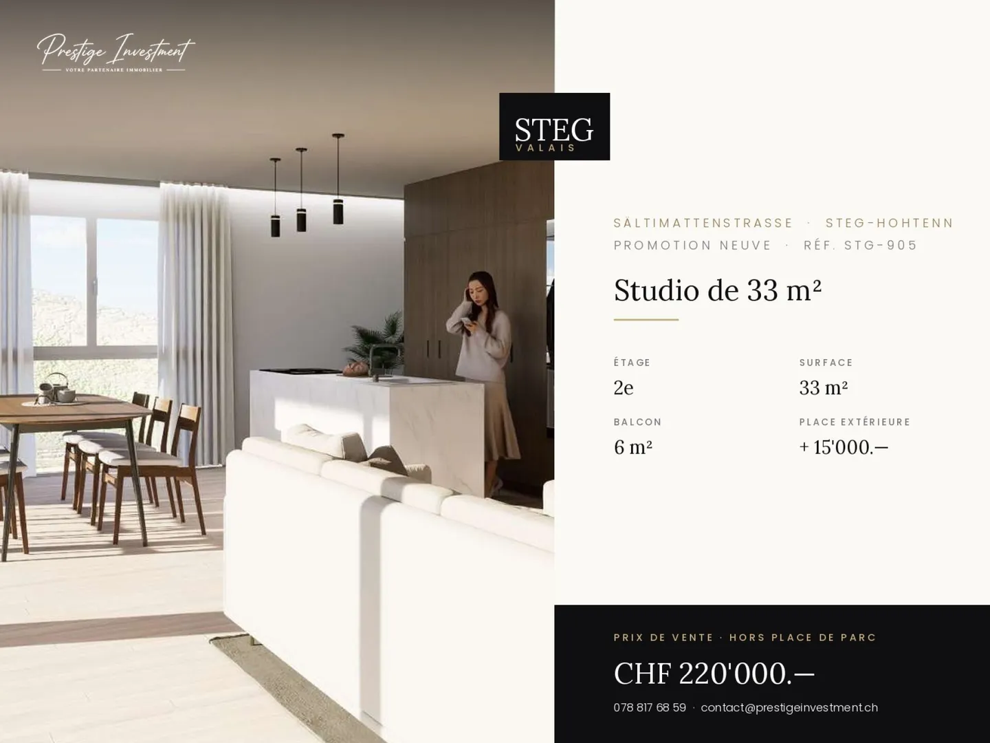 STEGref.905 - Studio neuf 33 m² avec balcon, 2e étage, CHF 220'000.-- - Photo 1 sur 5