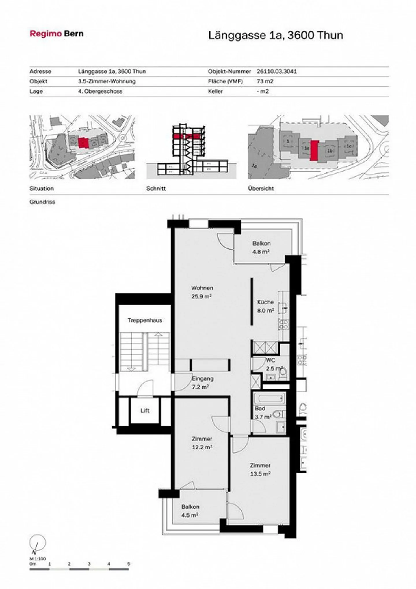 Geräumige Wohnung mit Bergblick - Foto 8 von 8