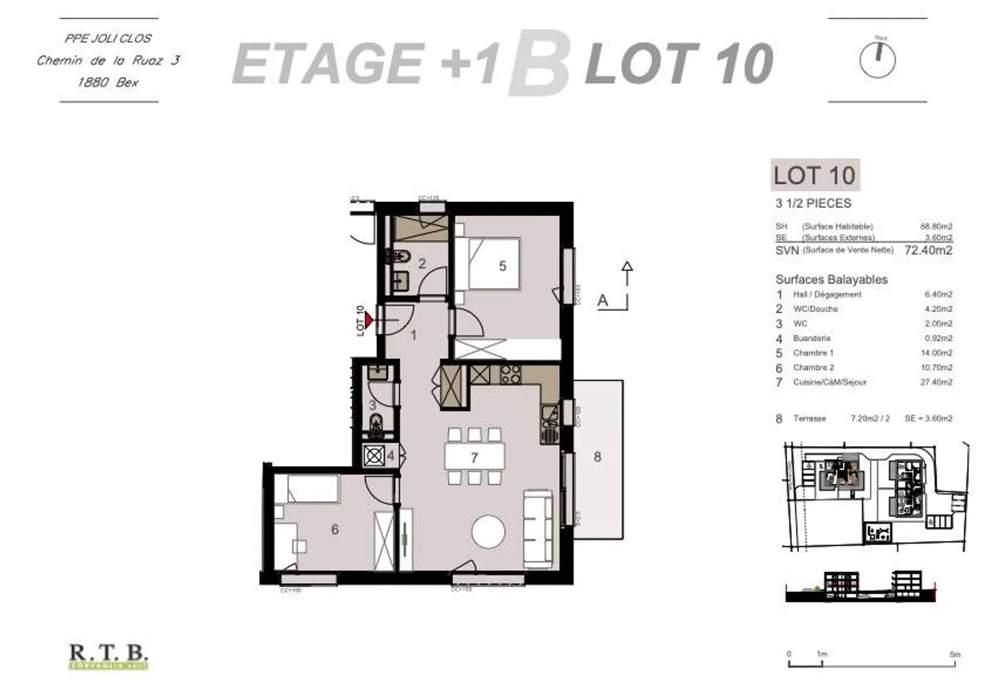 Wohnung 3,5 Zimmer (Einheit 10) im 1. Stock in Bex - Photo 6 sur 13
