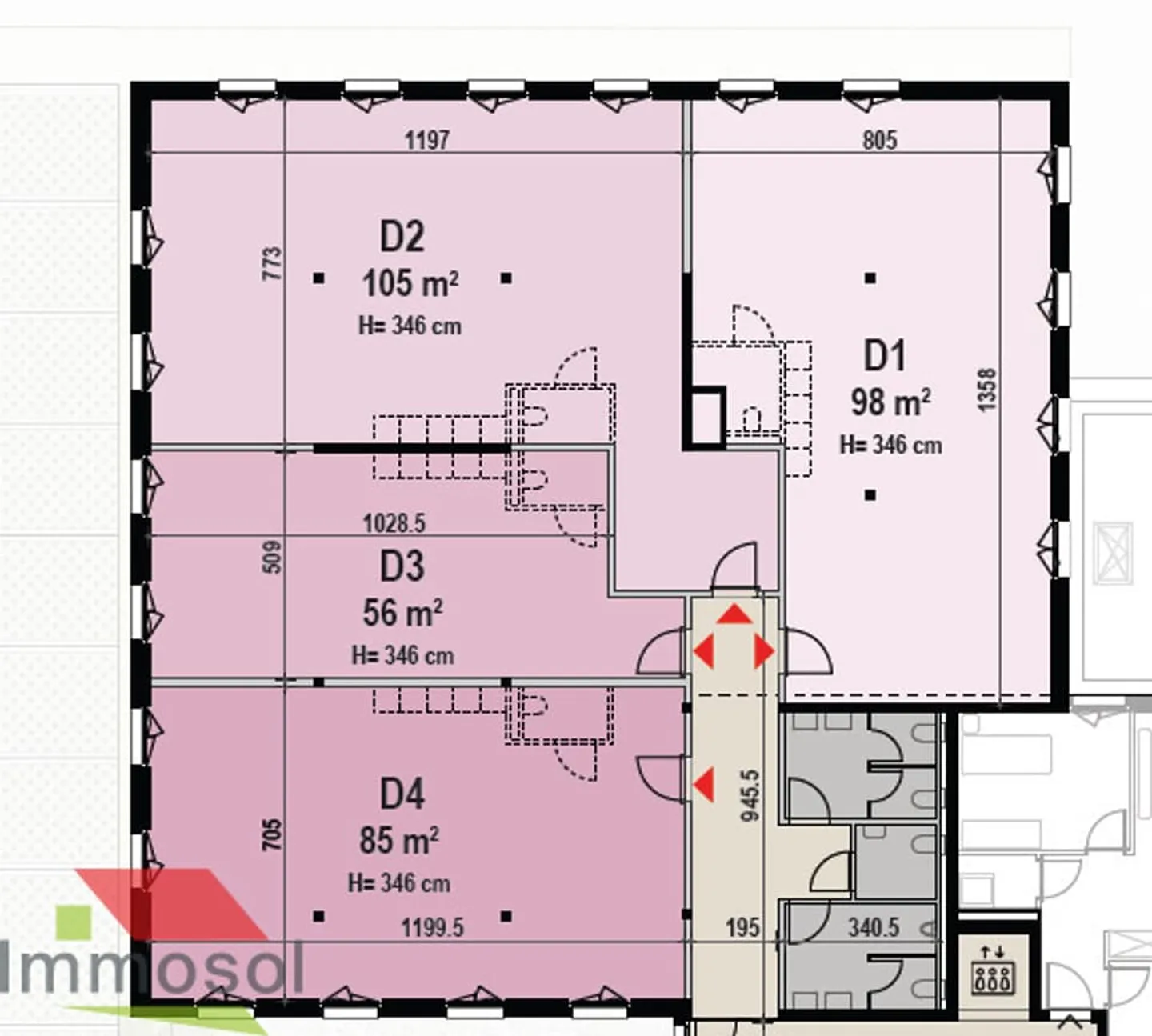 Commercial space from 85 m2 on the 1st floor - Photo 2 of 6