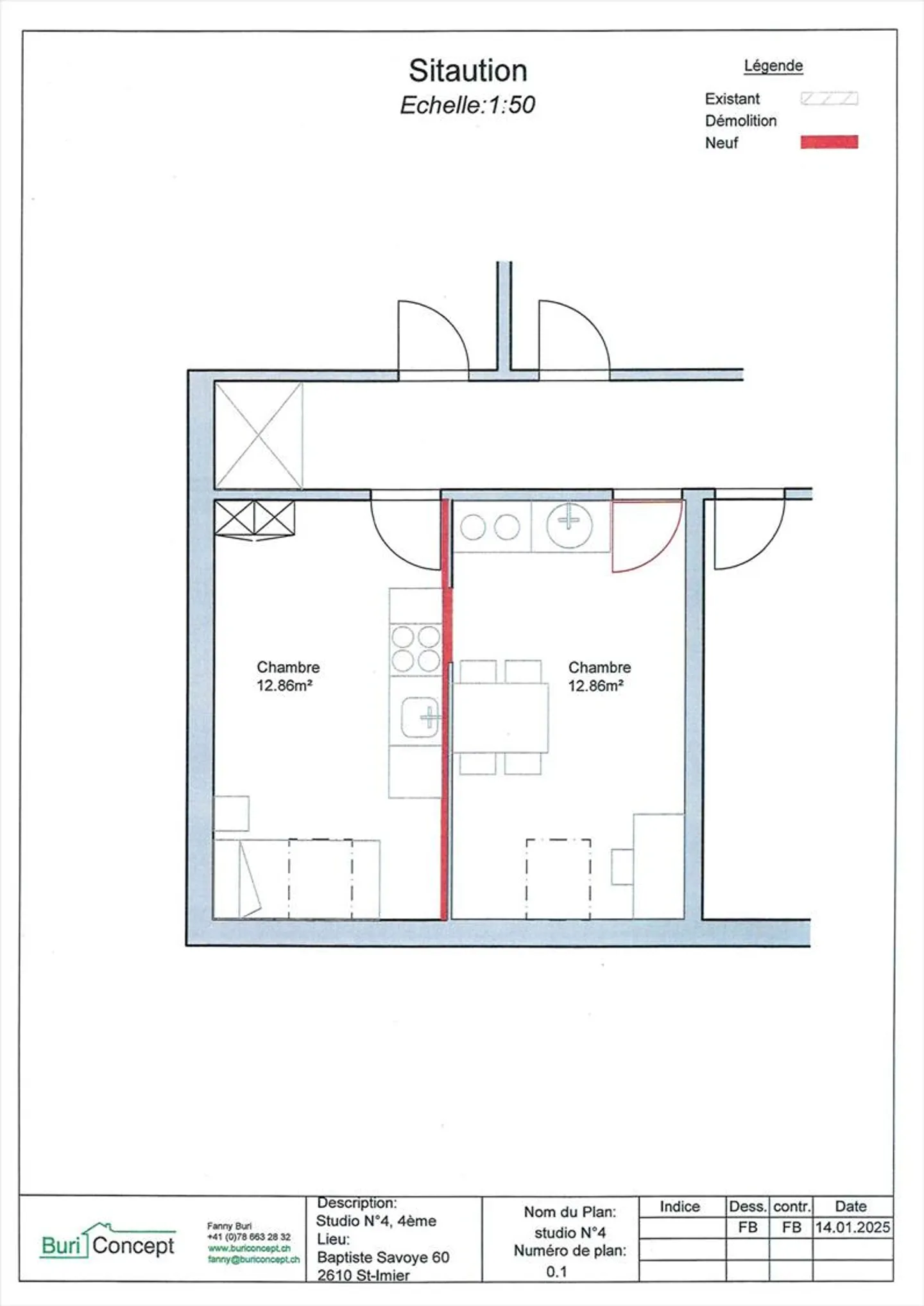 St-Imier, ideal room for a student - 4th floor - Photo 3 of 3