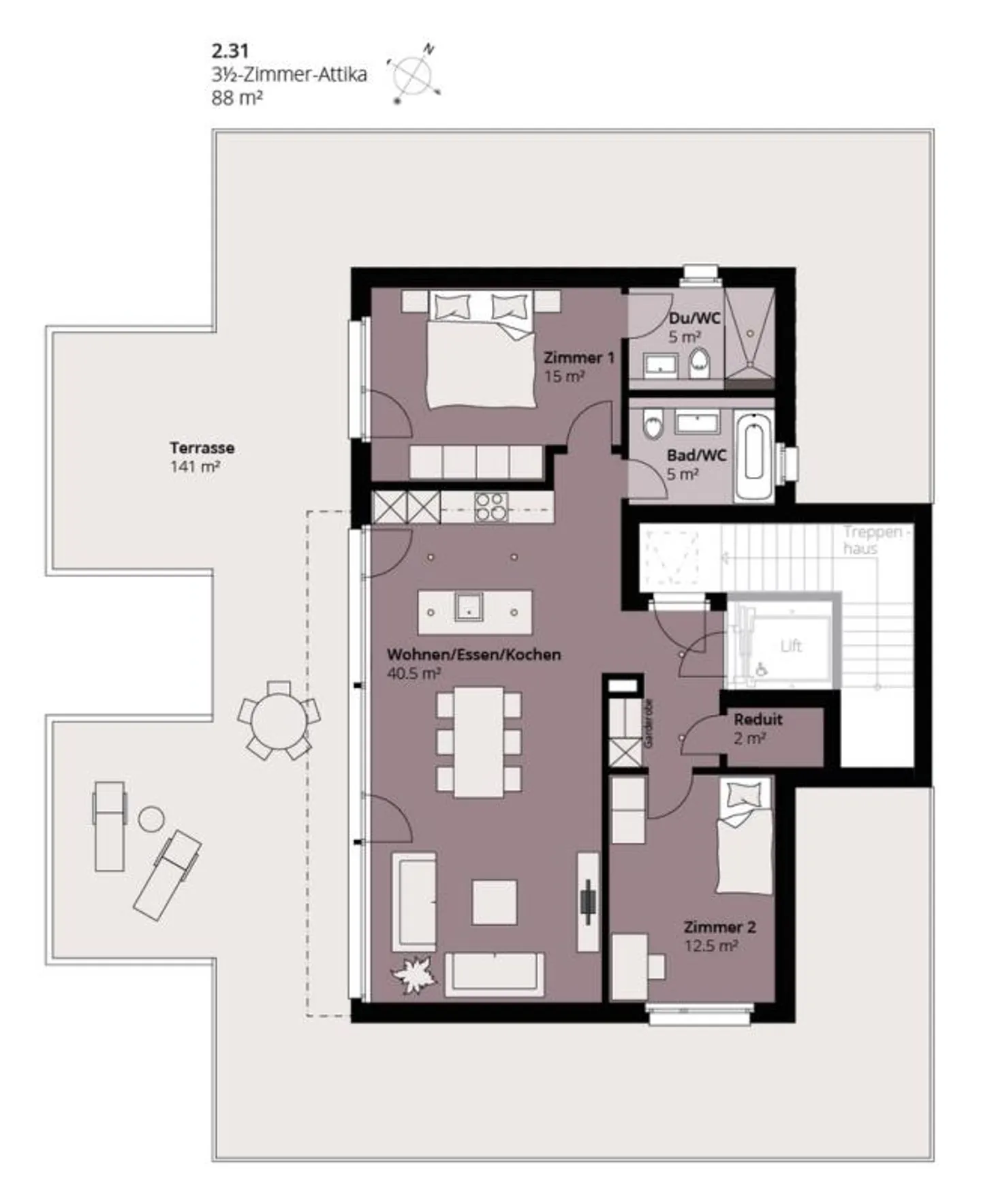 Appartement en attique avec grande terrasse pour se détendre - Photo 7 sur 7