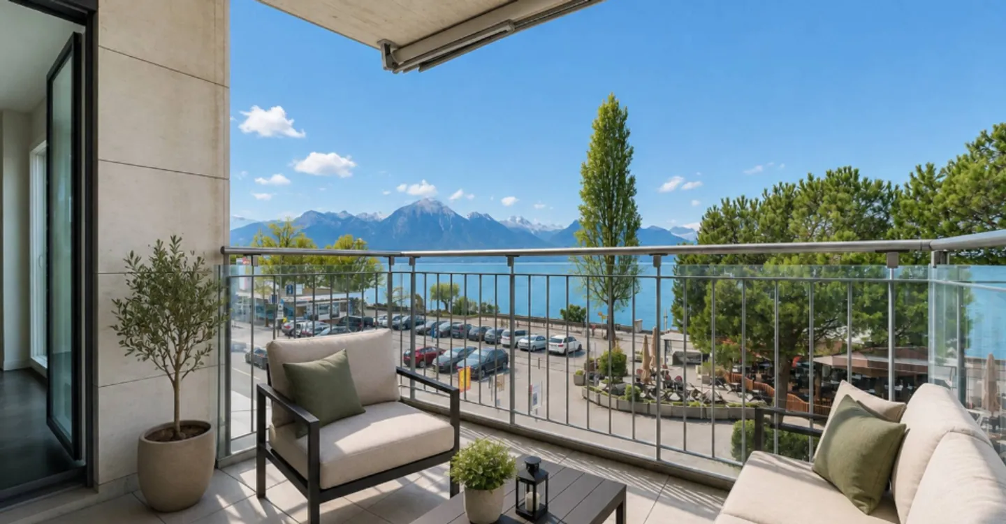 Nel cuore di Montreux, appartamento di 2,5 locali con vista sul lago - Foto 1 di 7