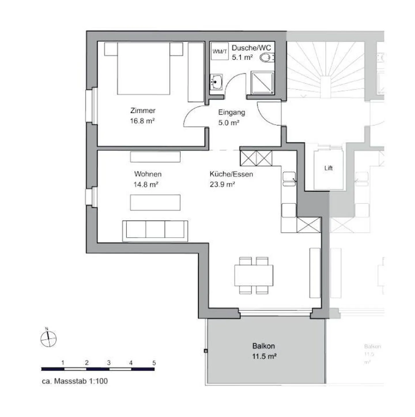 Schöne 2.5-Zimmer-Wohnung in Langwiesen! - Foto 2 von 8