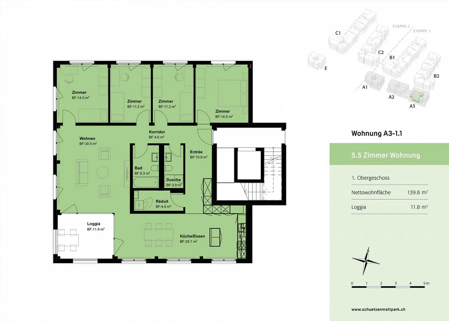 Helle moderne 5.5 Zimmer Wohnung mit praktischer Loggia - Foto 6 di 7