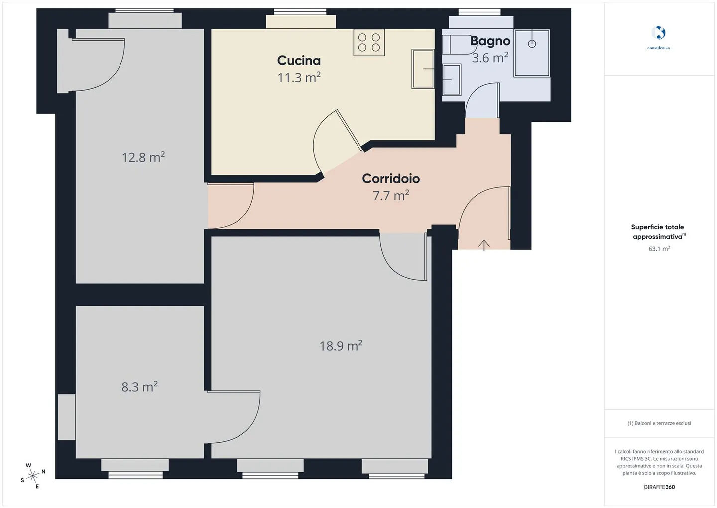 LUGANO CENTER - BRIGHT 3-ROOM APARTMENT FOR RENT - Photo 9 of 9