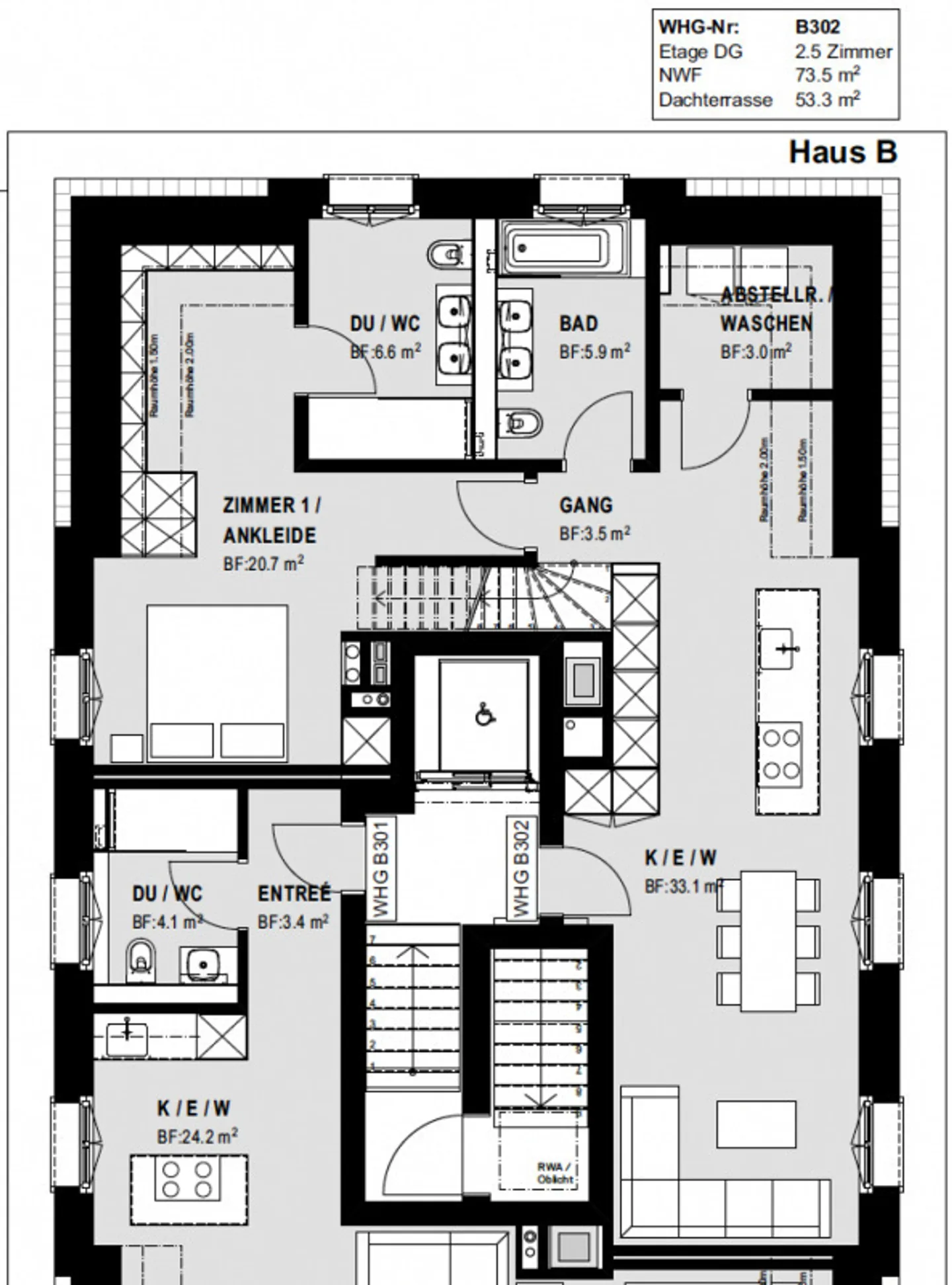 Unique 2.5-room apartment with huge private rooftop terrace - Photo 9 of 10