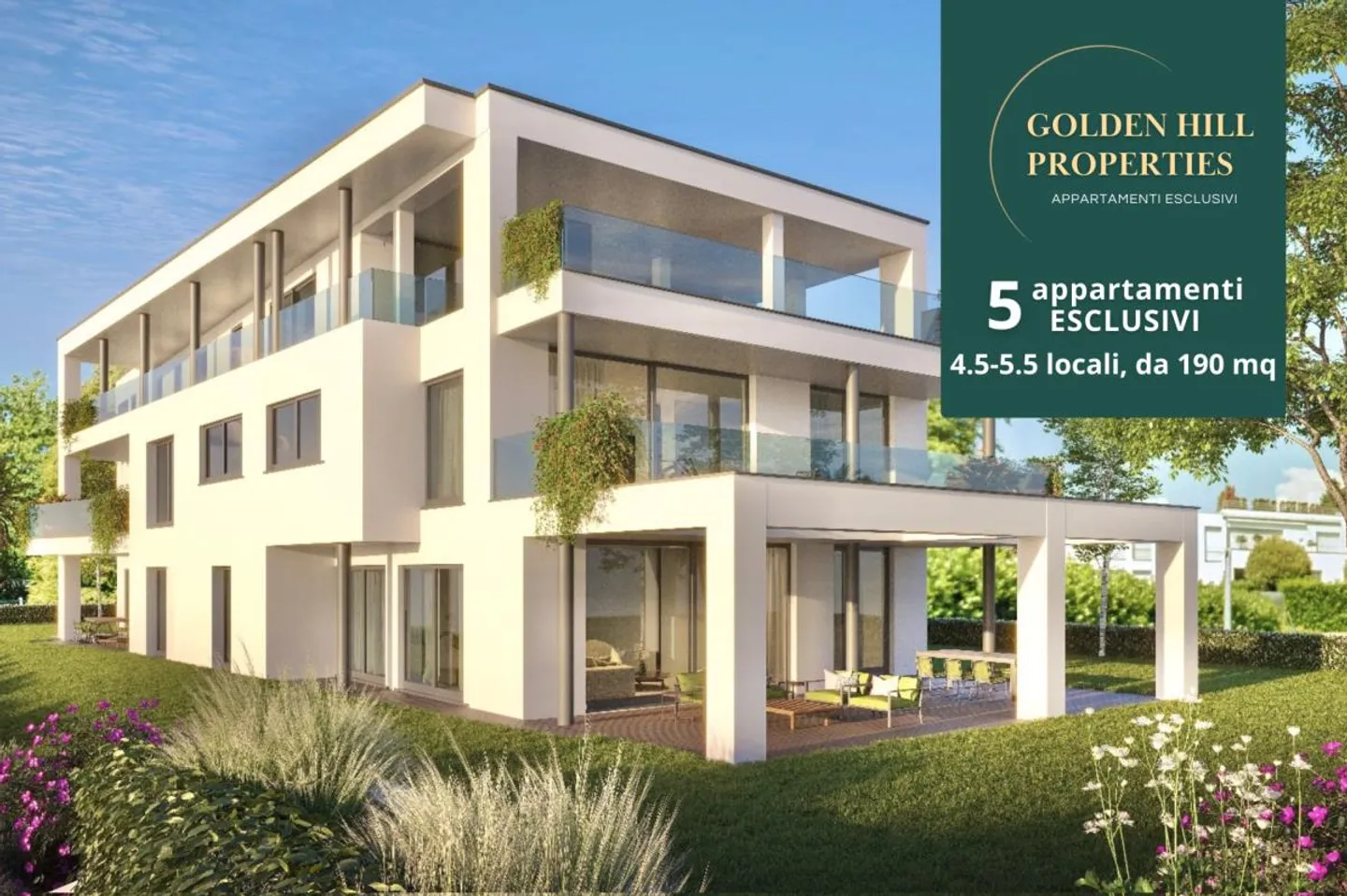 Appartamento 5.5 locali con terrazza di 37 m² a Gentilino - Residenza Golden Hill in vendita - Foto 1 di 7