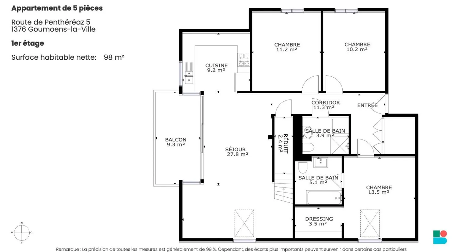Wunderschöne 5-Zimmer-Penthouse-Wohnung in Goumoens-la-Ville - Foto 9 von 10